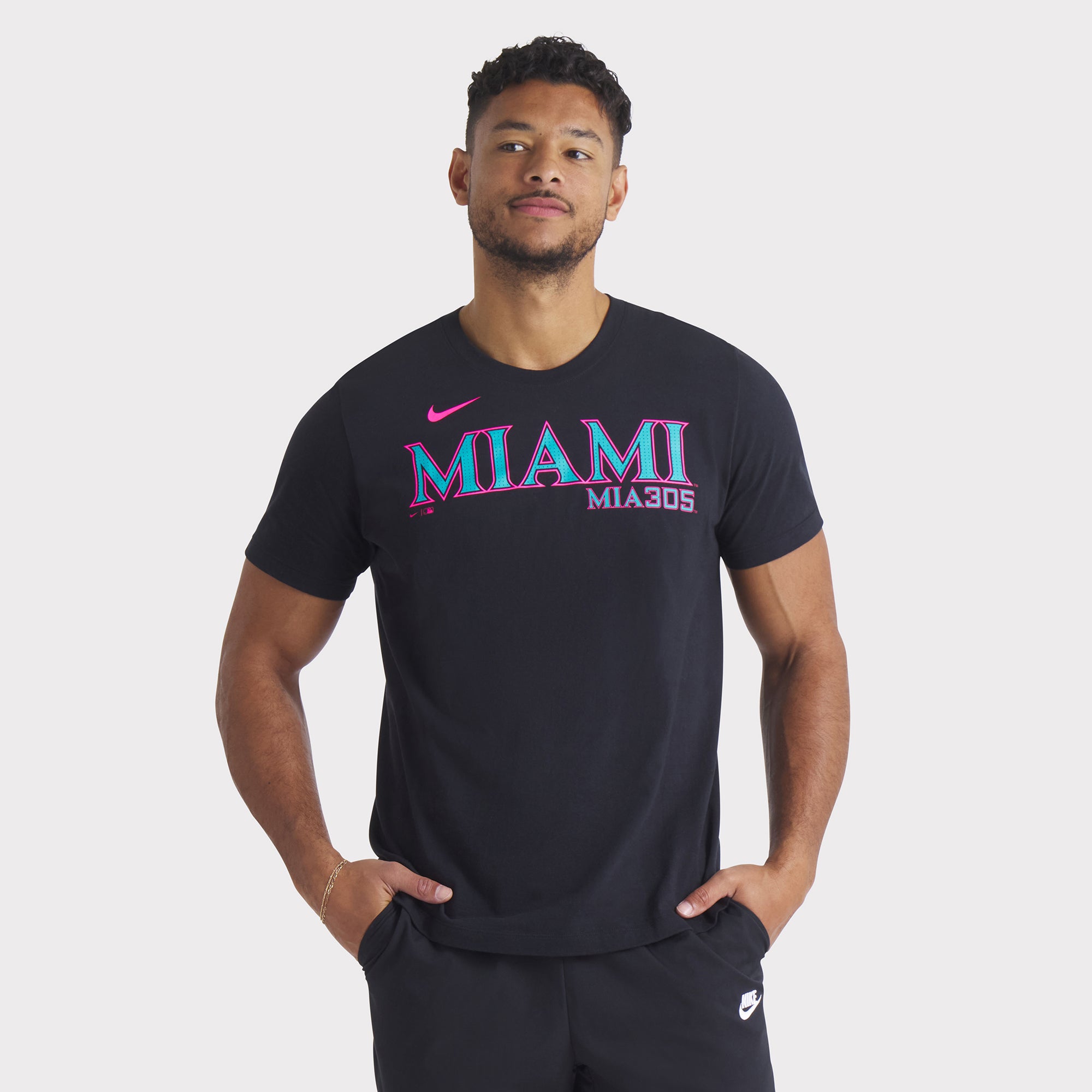 Men's Nike Black Miami Marlins City Connect Wordmark T-Shirt