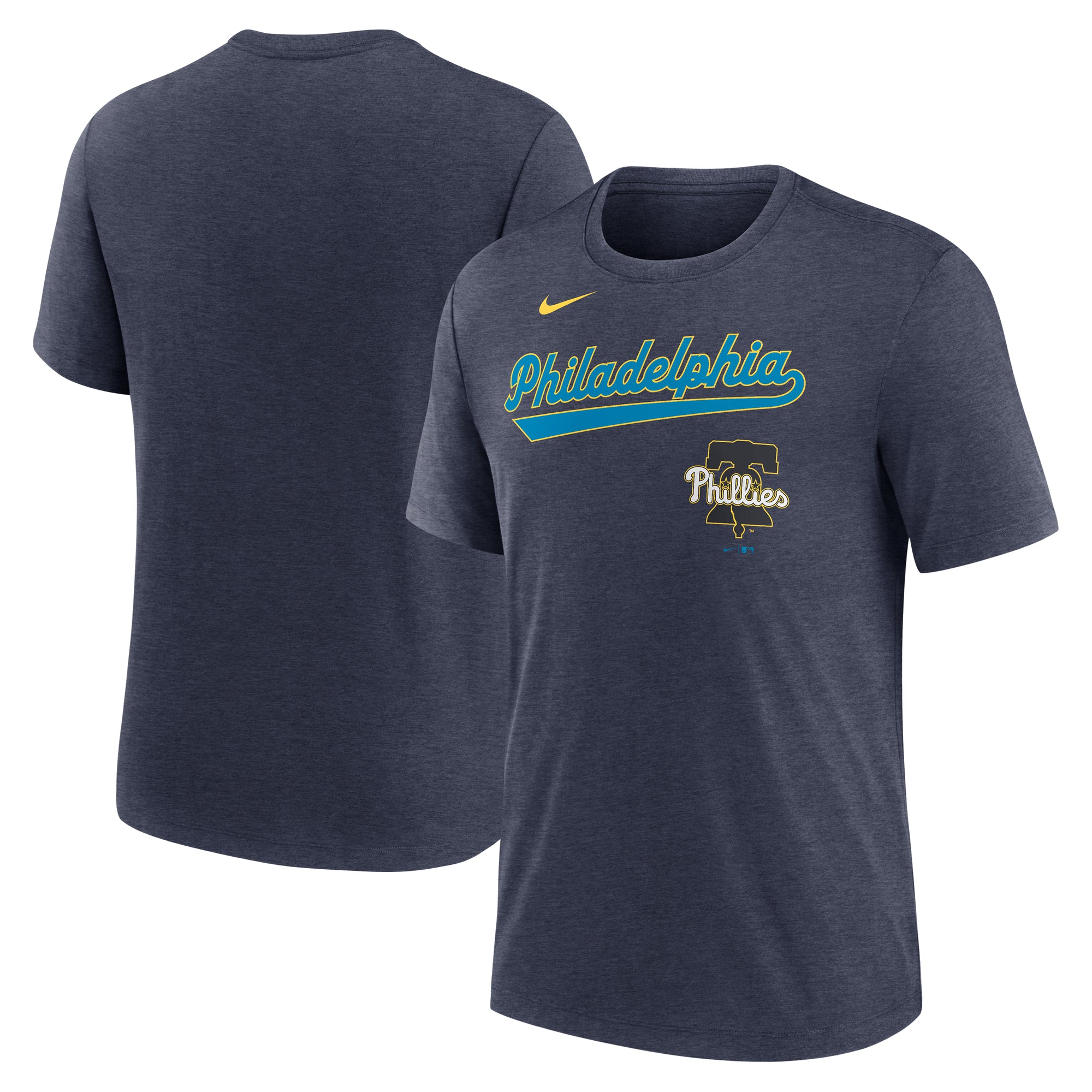 Men's Nike Heather Navy Philadelphia Phillies City Connect Script Tri-Blend T-Shirt