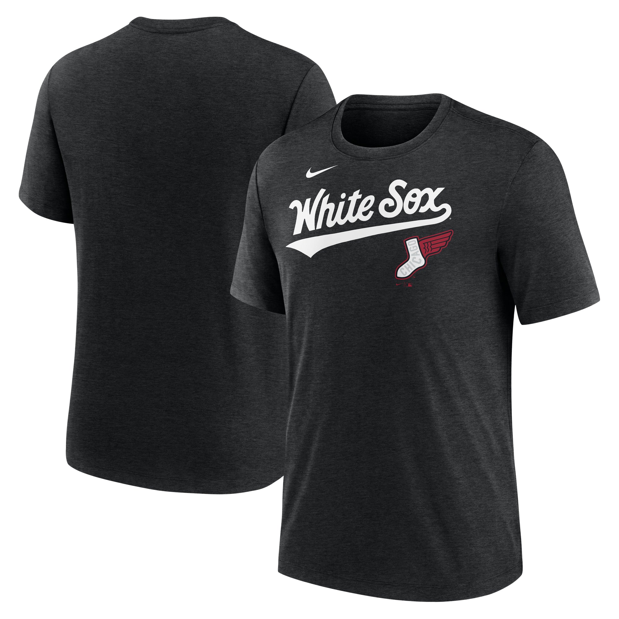 Men's Nike Heather Black Chicago White Sox City Connect Script Tri-Blend T-Shirt
