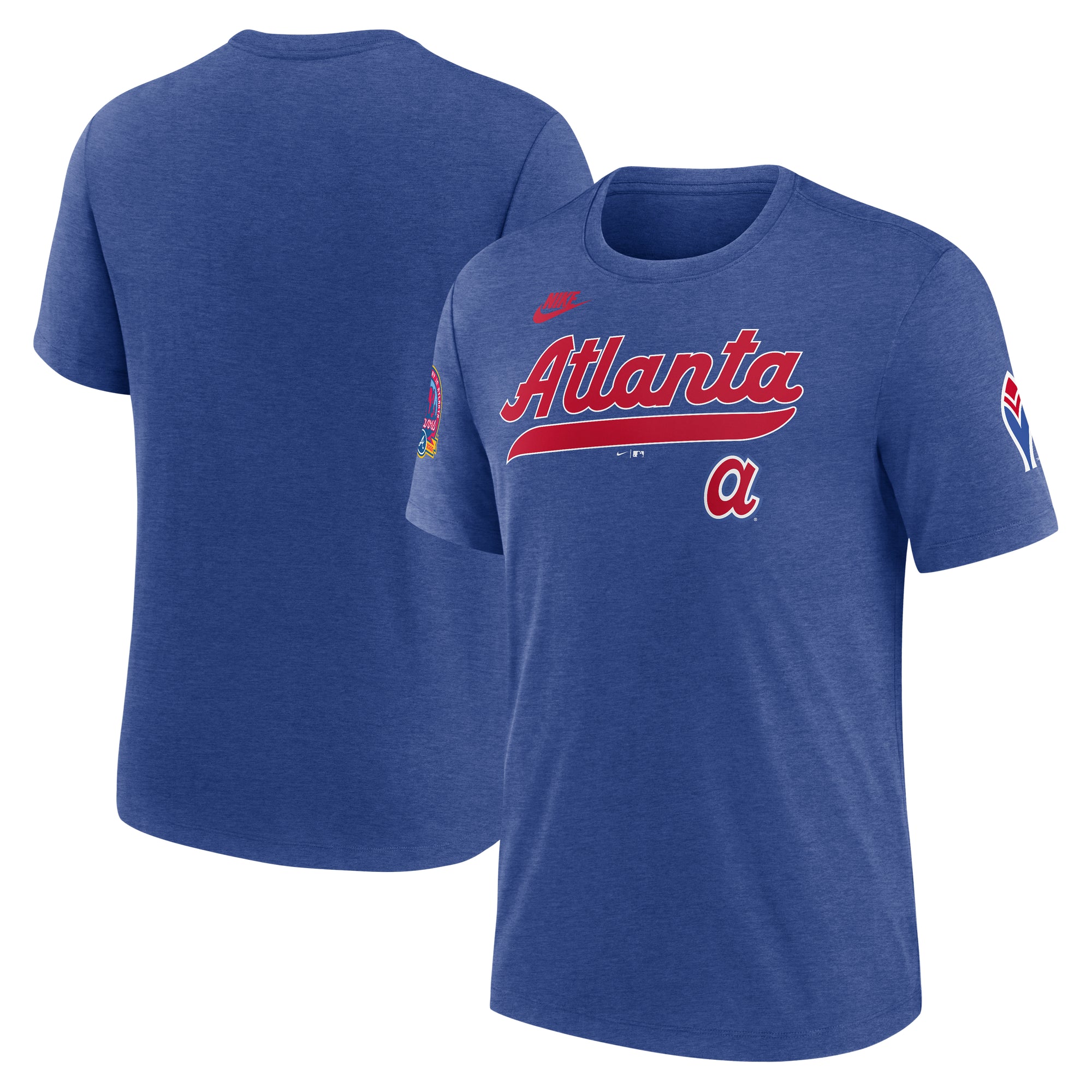 Men's Nike Heather Royal Atlanta Braves Cooperstown Collection Eras Tri-Blend T-Shirt