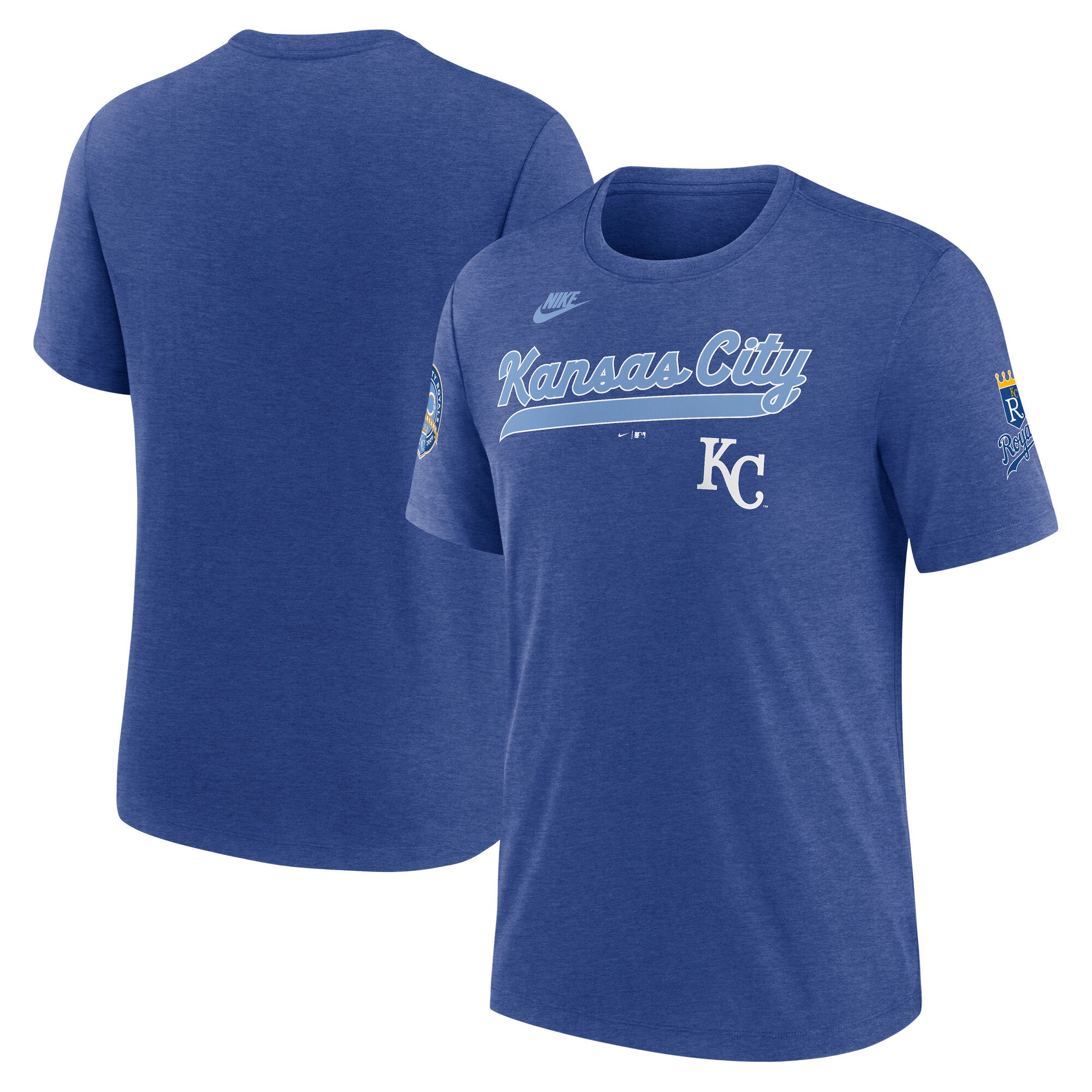 Men's Nike Heather Royal Kansas City Royals Cooperstown Collection Eras Tri-Blend T-Shirt