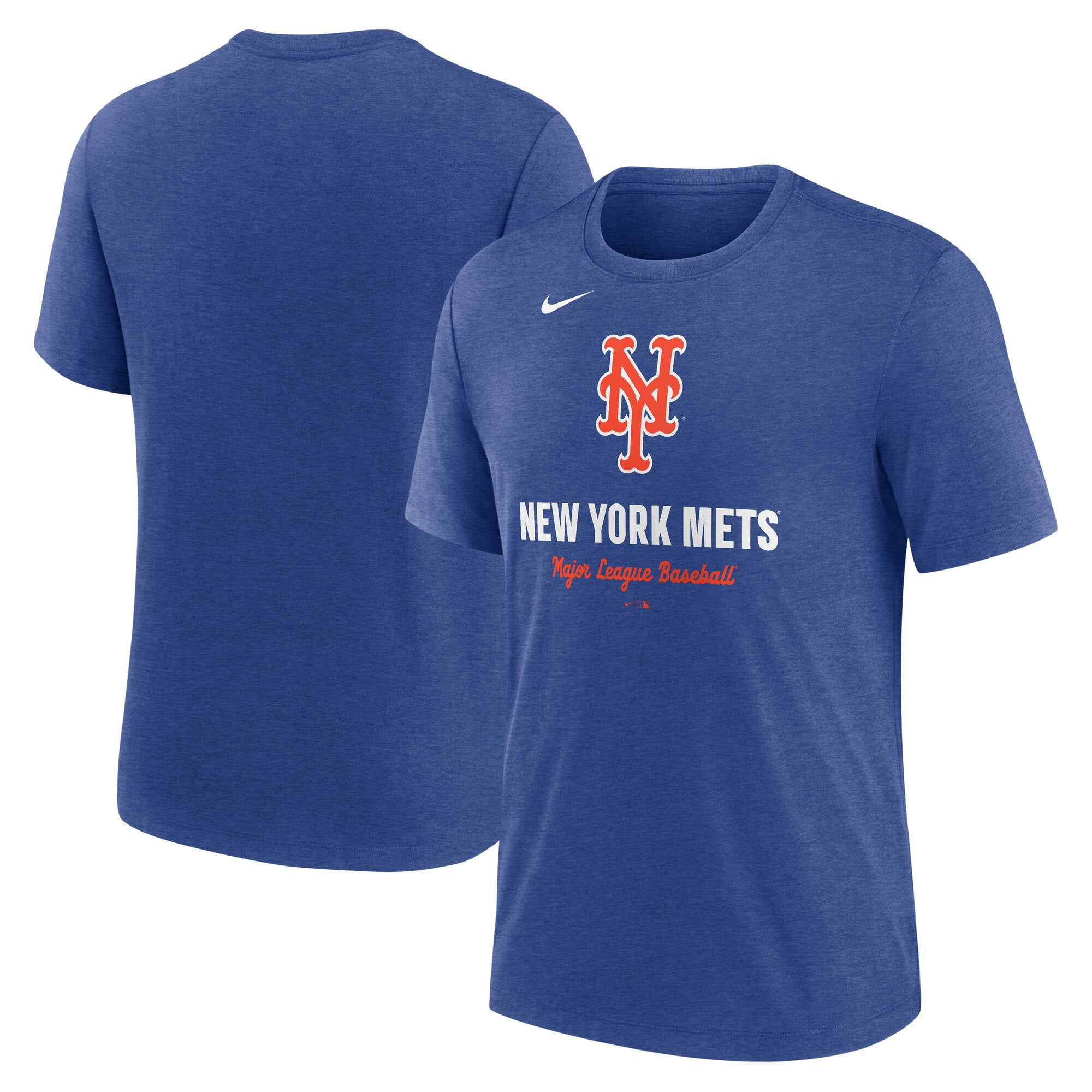 Men's Nike Heather Royal New York Mets Logo Tri-Blend T-Shirt