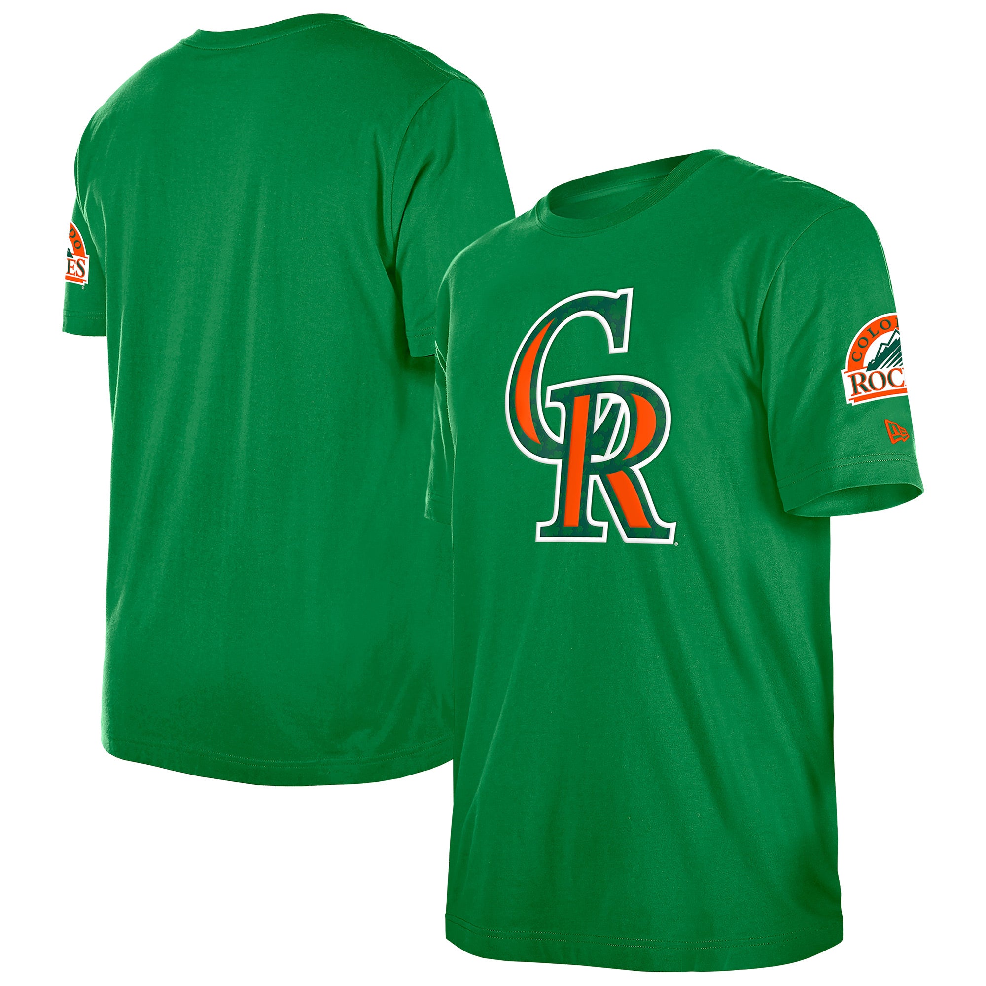 Men's New Era Kelly Green Colorado Rockies St. Patrick's Day Shamrock Fill T-Shirt