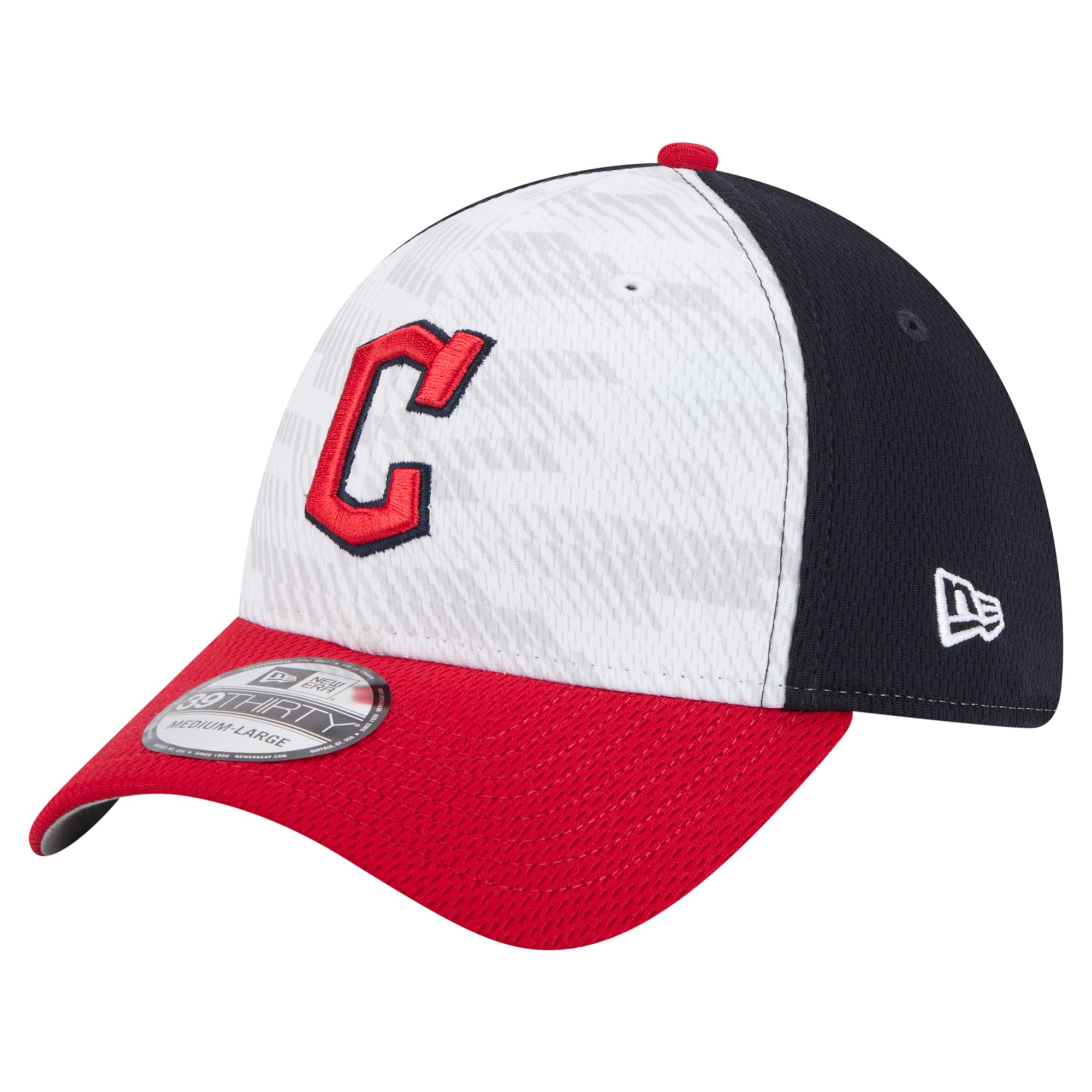 Men's New Era Navy/Red Cleveland Guardians 2025 MLB Clubhouse 39THIRTY Flex Hat
