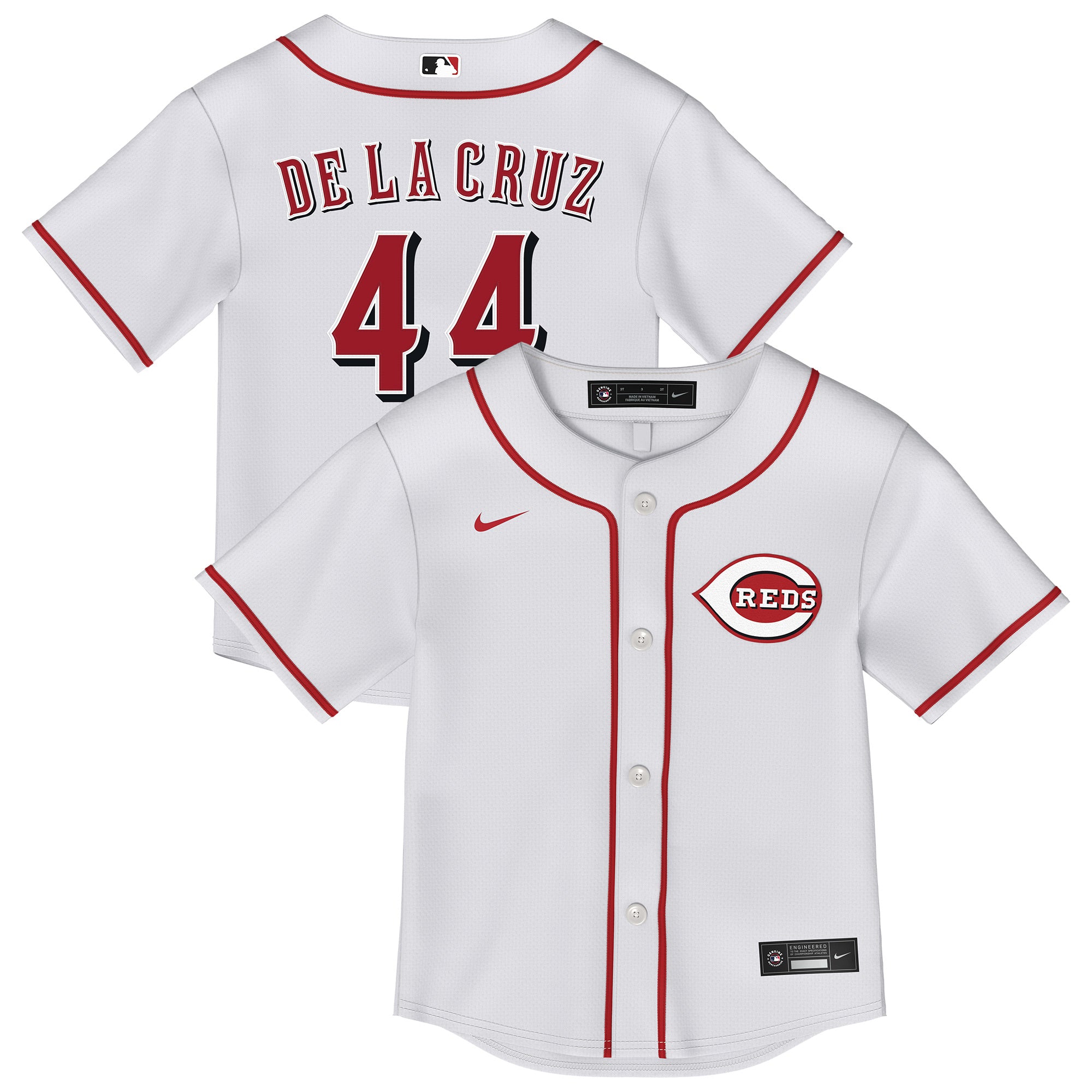 Toddler Nike Elly De La Cruz White Cincinnati Reds Home Replica Player Jersey