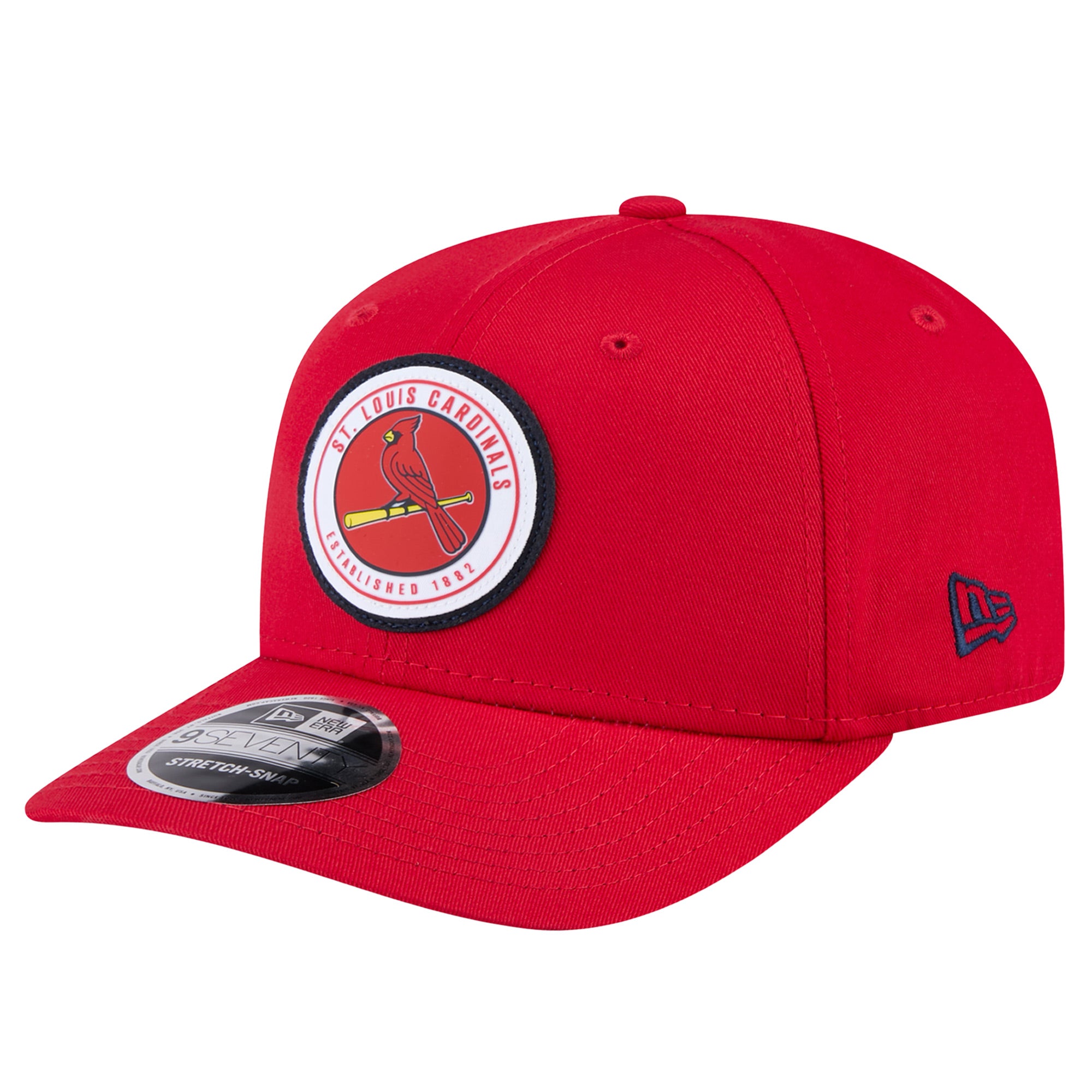 Men's New Era Red St. Louis Cardinals Circle Patch 9SEVENTY Stretch-Snap Hat
