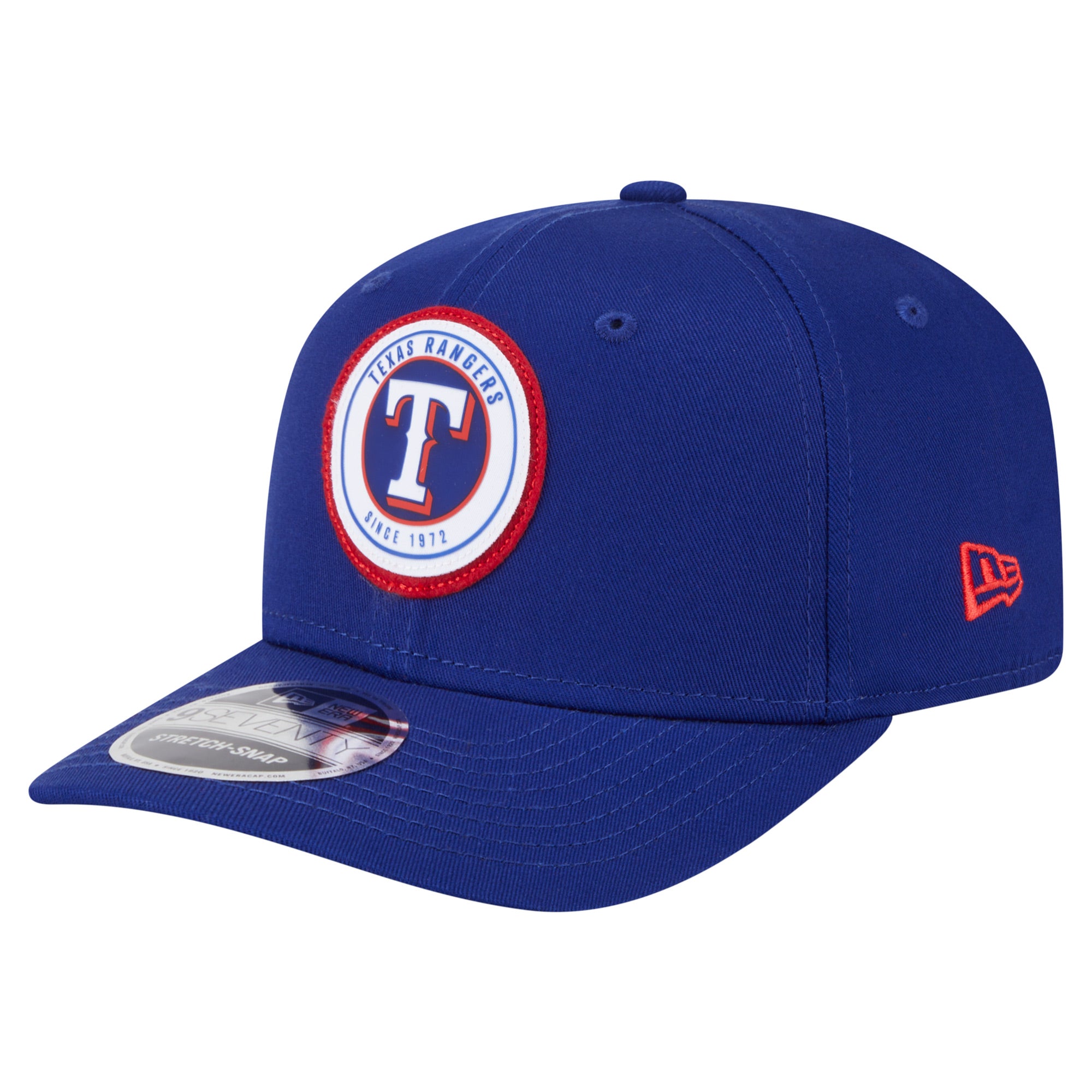 Men's New Era Royal Texas Rangers Circle Patch 9SEVENTY Stretch-Snap Hat