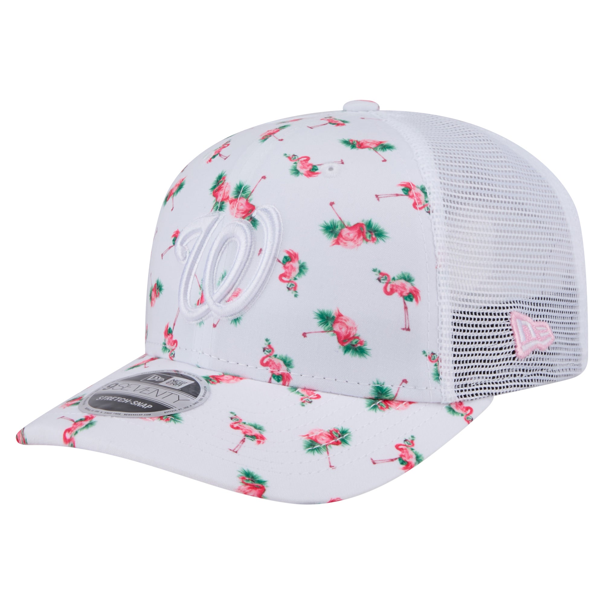 Men's New Era  White Washington Nationals Flamingo Mesh Back 9SEVENTY Stretch-Snap Hat