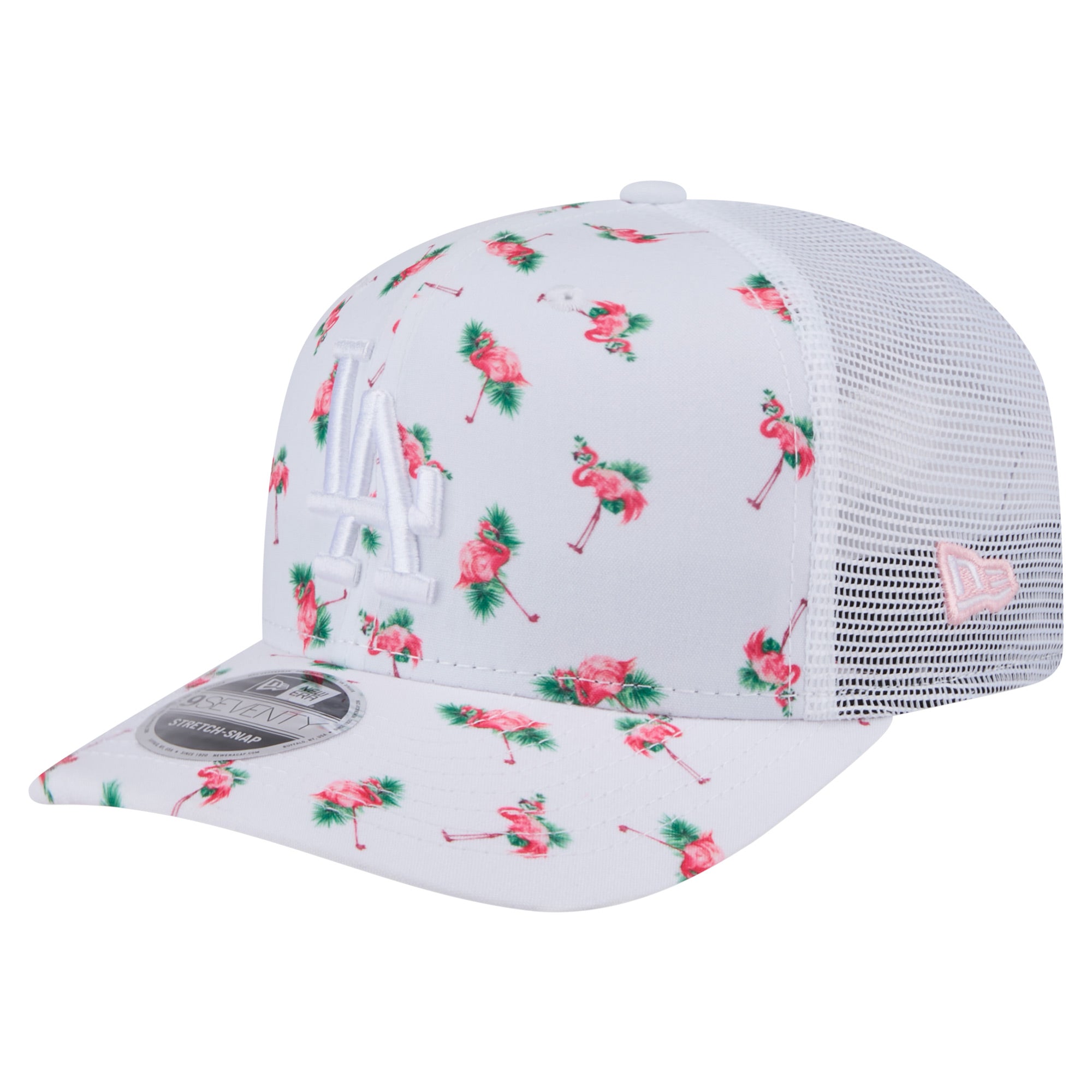 Men's New Era  White Los Angeles Dodgers Flamingo Mesh Back 9SEVENTY Stretch-Snap Hat