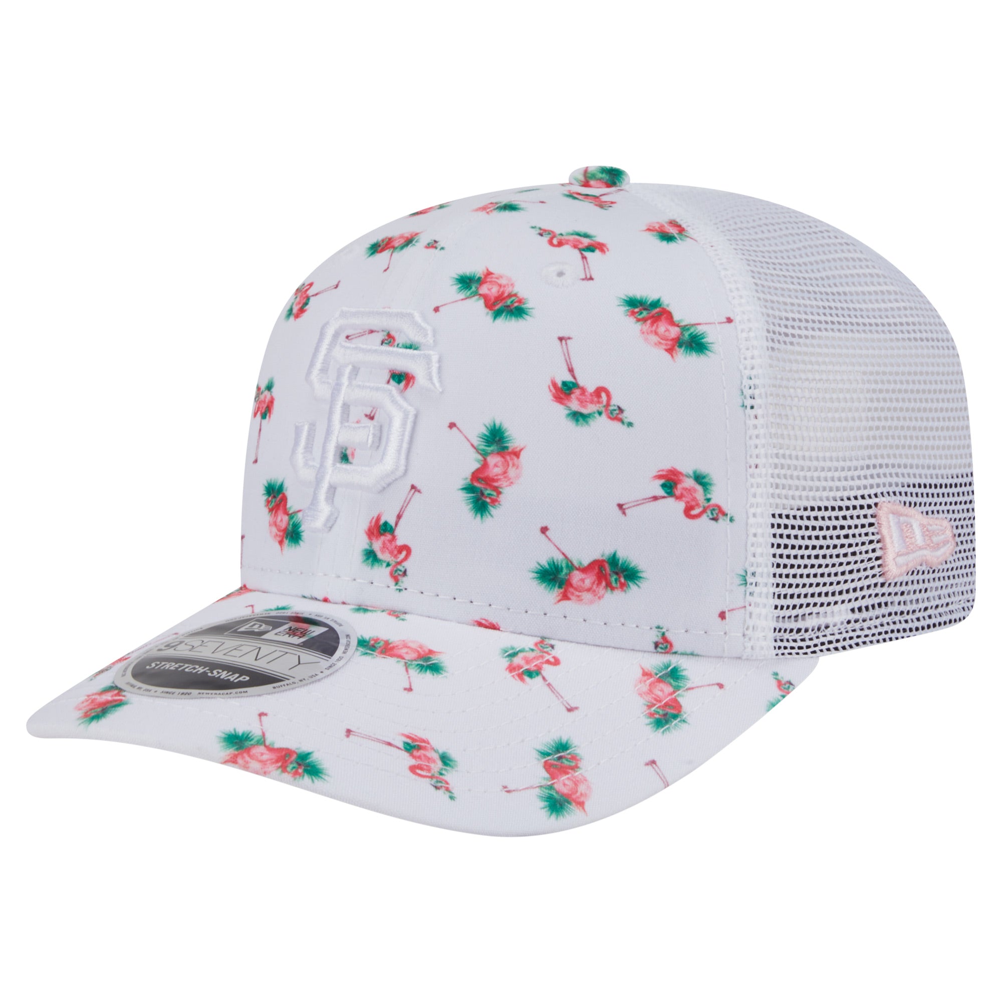 Men's New Era  White San Francisco Giants Flamingo Mesh Back 9SEVENTY Stretch-Snap Hat