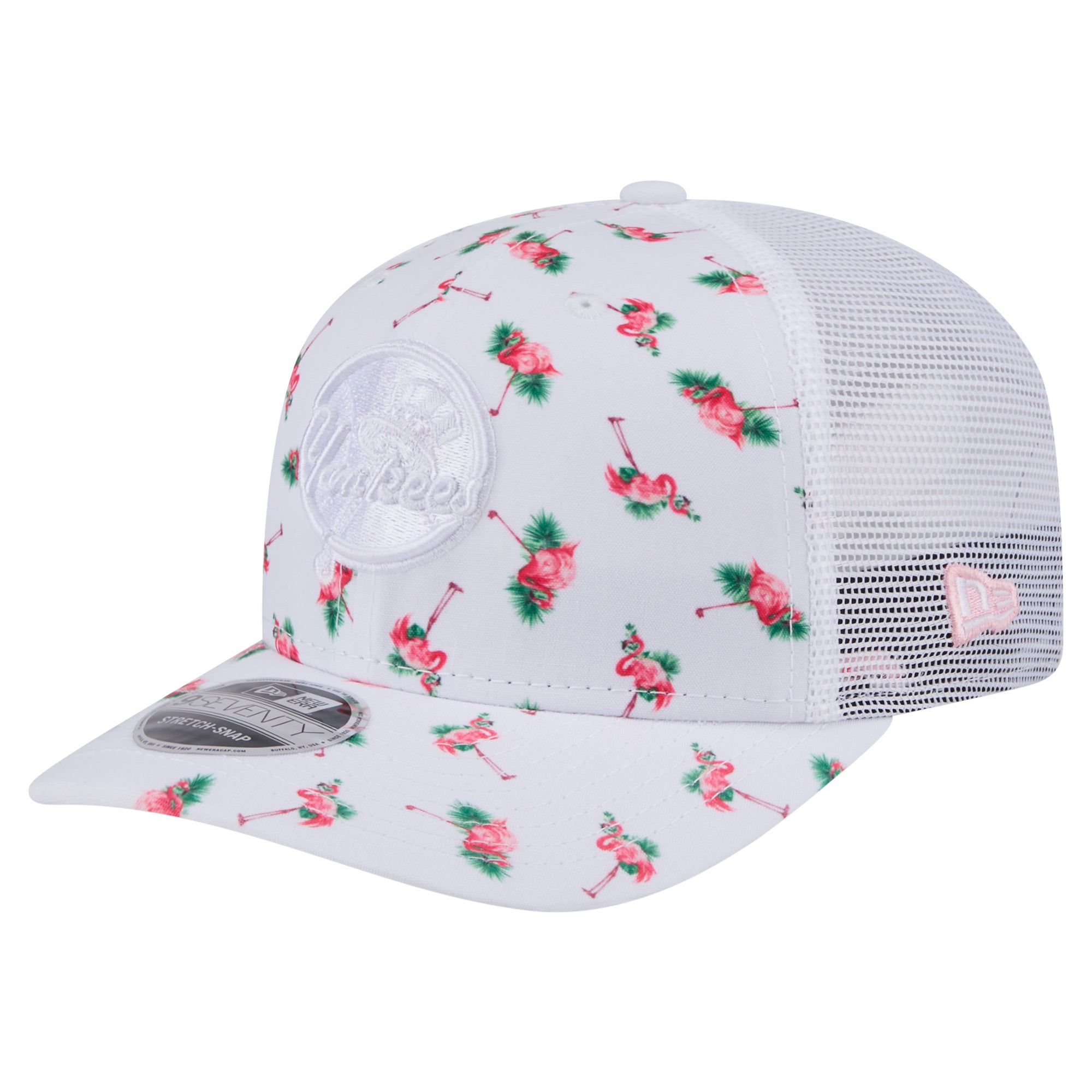Men's New Era  White New York Yankees Flamingo Mesh Back 9SEVENTY Stretch-Snap Hat