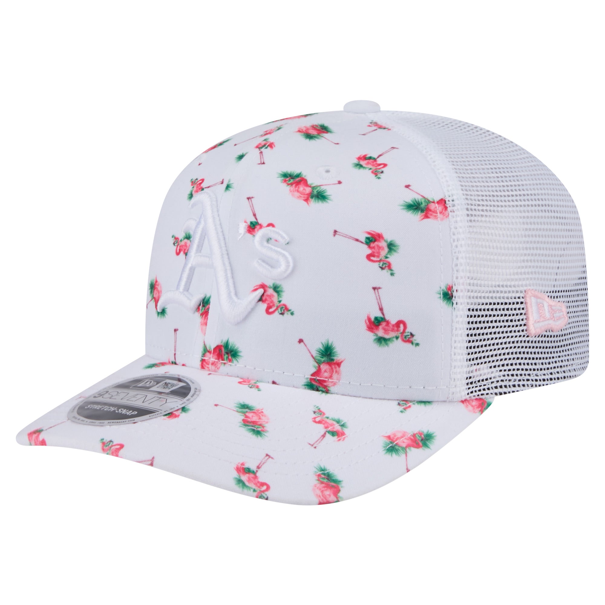 Men's New Era  White Athletics Flamingo Mesh Back 9SEVENTY Stretch-Snap Hat