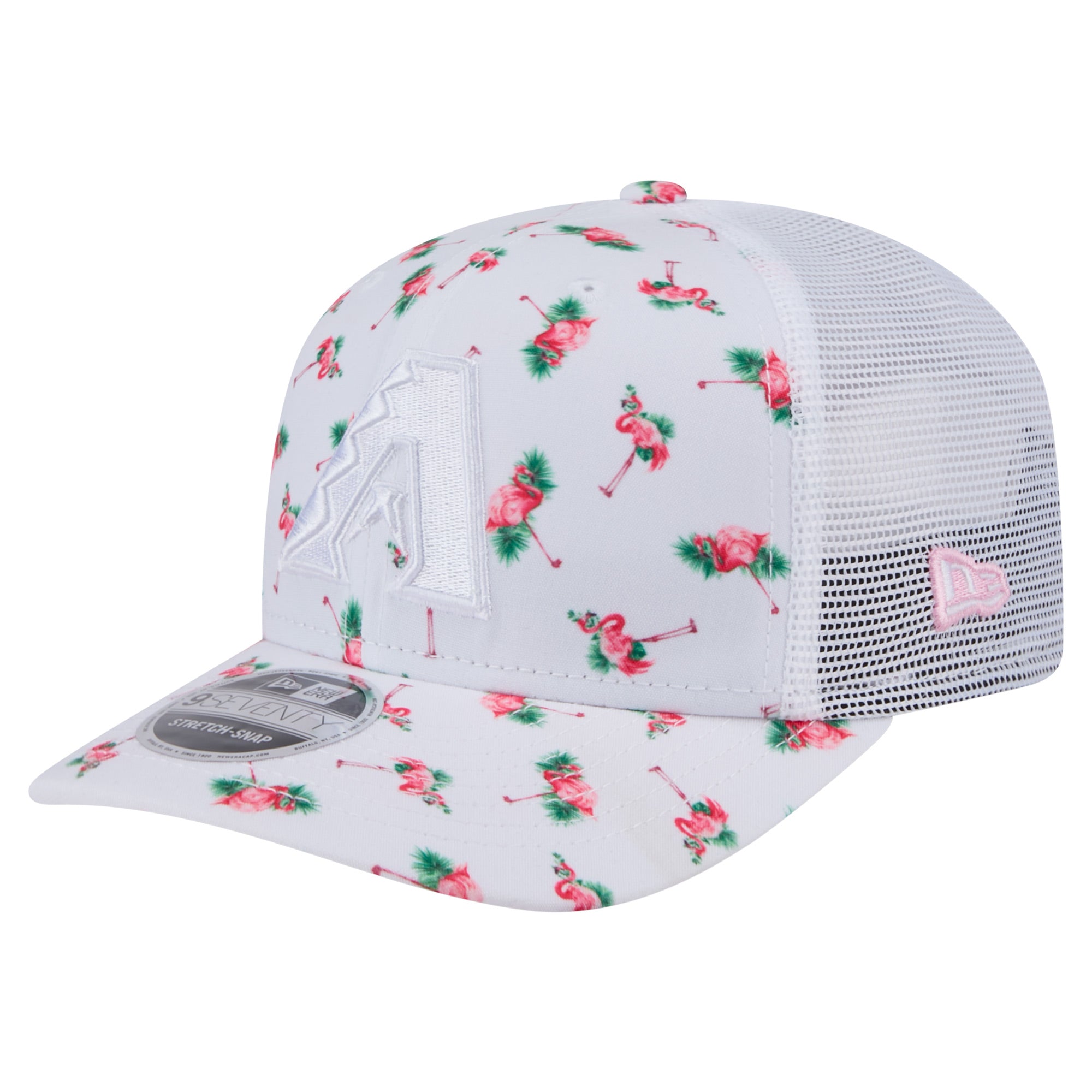 Men's New Era  White Arizona Diamondbacks Flamingo Mesh Back 9SEVENTY Stretch-Snap Hat