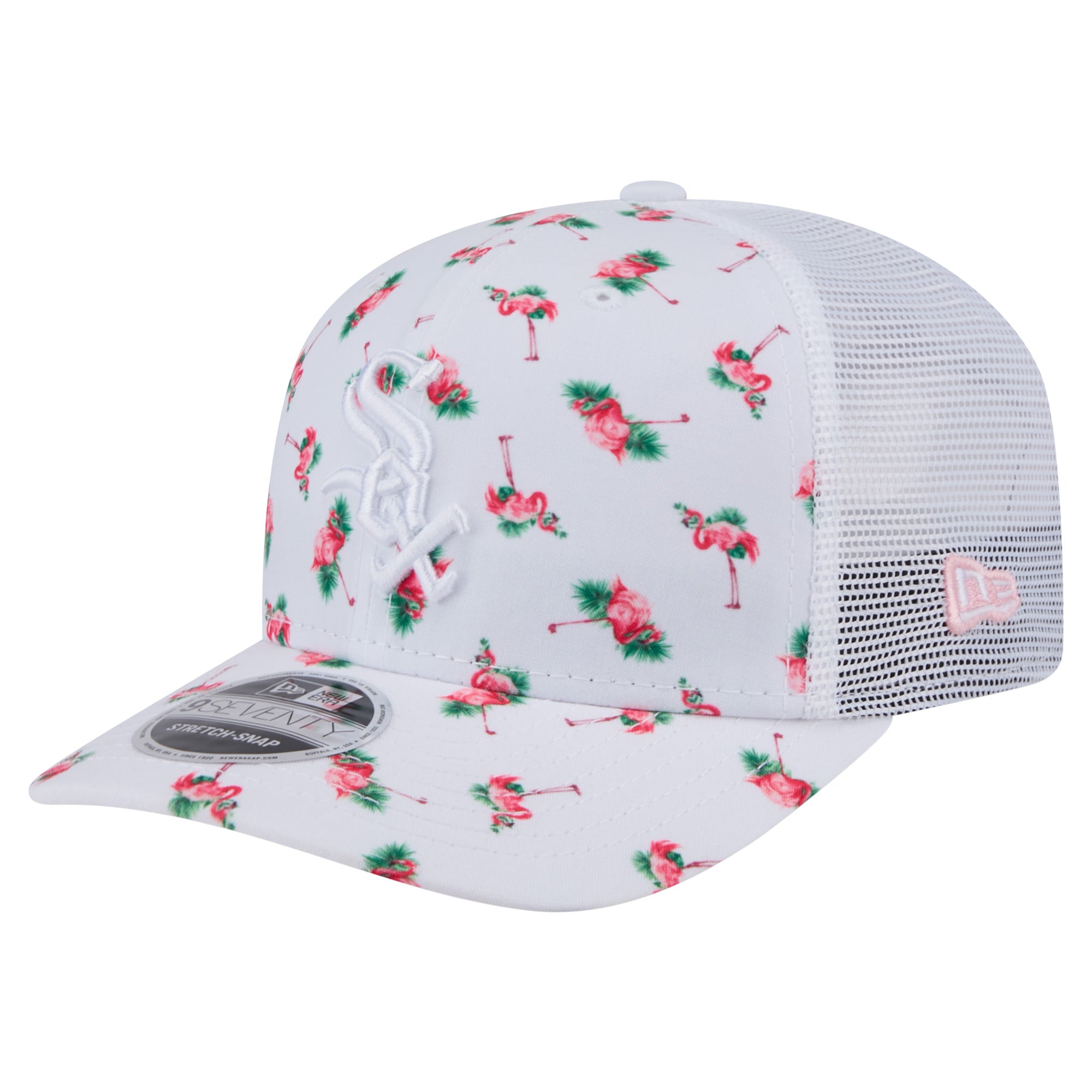 Men's New Era  White Chicago White Sox Flamingo Mesh Back 9SEVENTY Stretch-Snap Hat