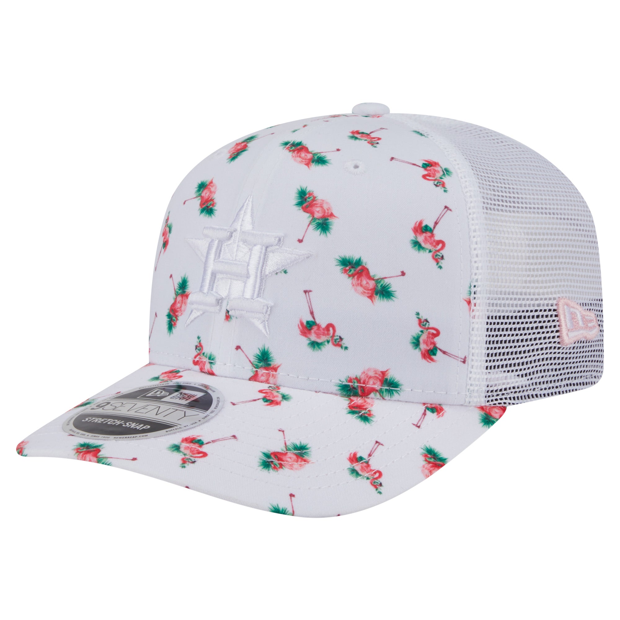 Men's New Era  White Houston Astros Flamingo Mesh Back 9SEVENTY Stretch-Snap Hat
