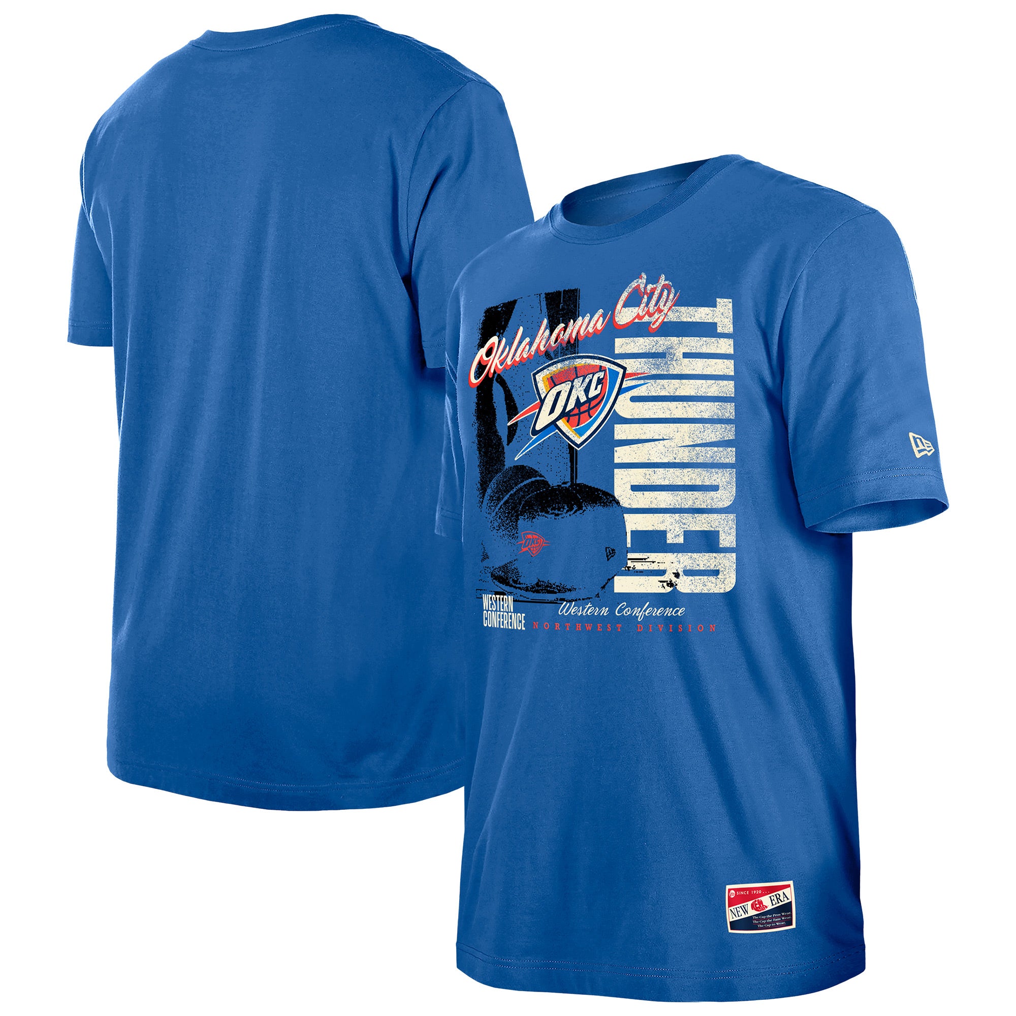 Men's New Era  Blue Oklahoma City Thunder Distressed Throwback Vintage Color Pack T-Shirt