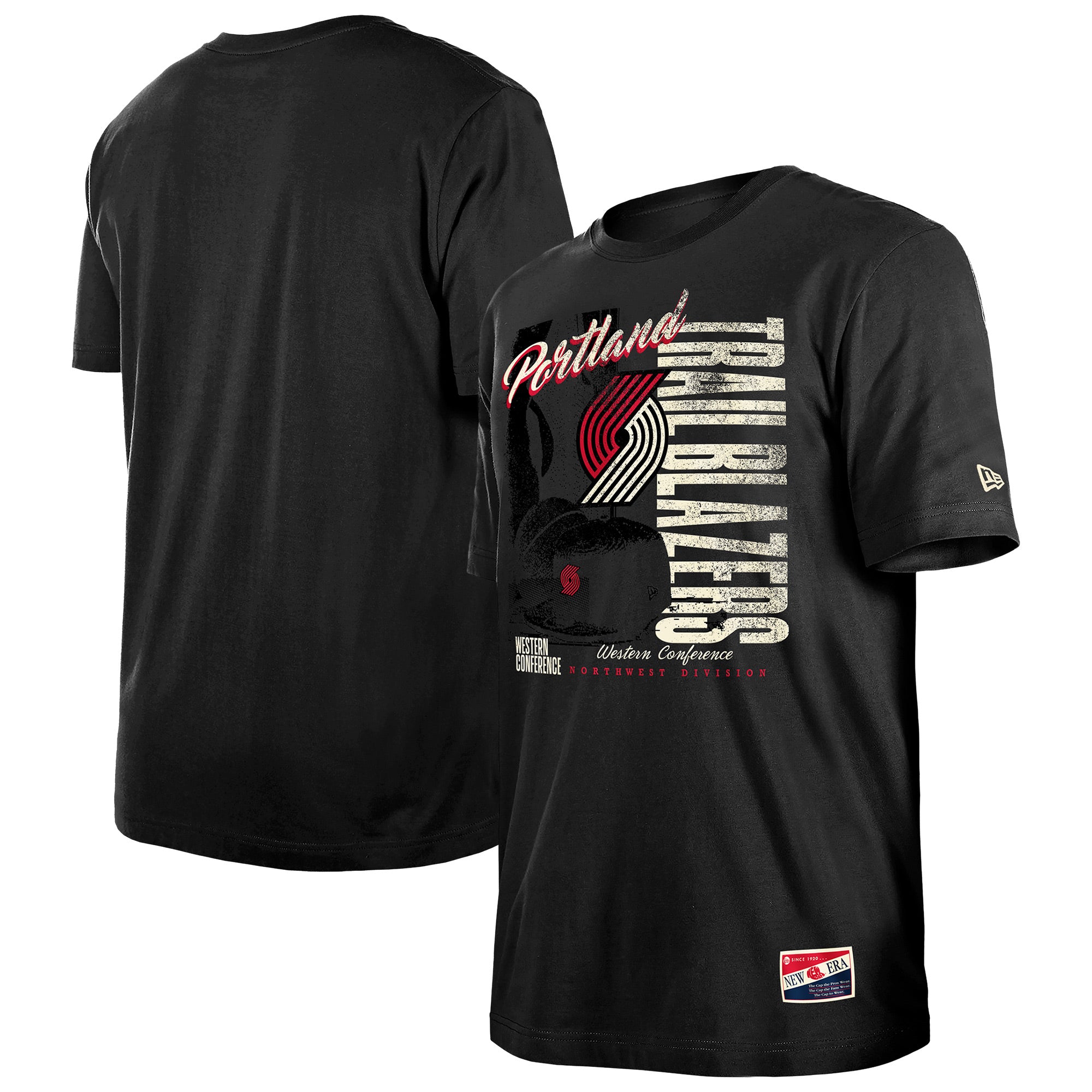 Men's New Era  Black Portland Trail Blazers Distressed Throwback Vintage Color Pack T-Shirt