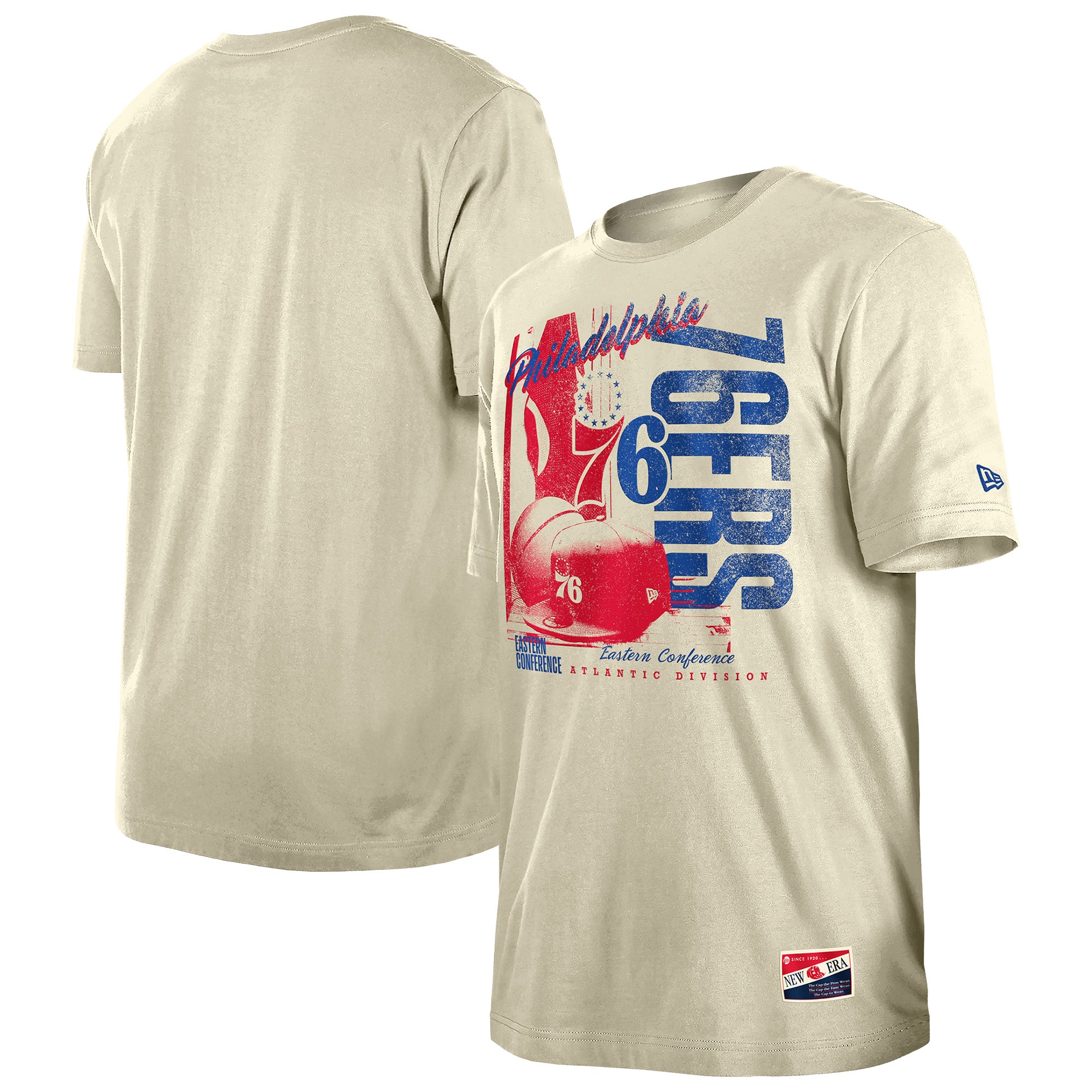 Men's New Era  Cream Philadelphia 76ers Distressed Throwback Vintage Color Pack T-Shirt