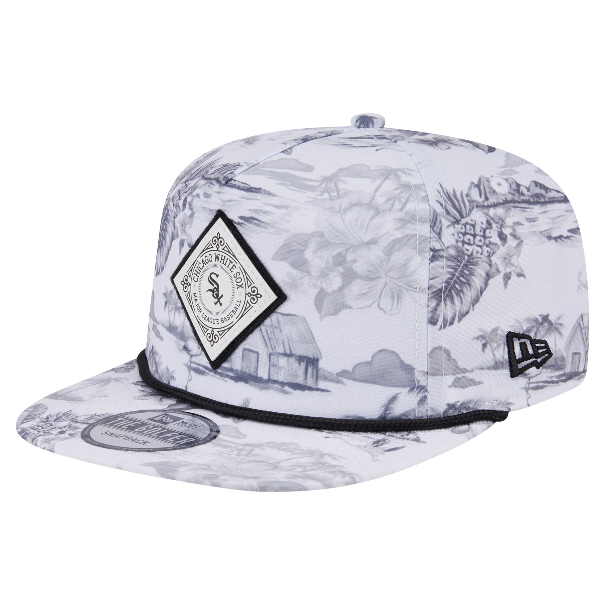 Men's New Era White Chicago White Sox Printed Island Golfer Snapback Hat