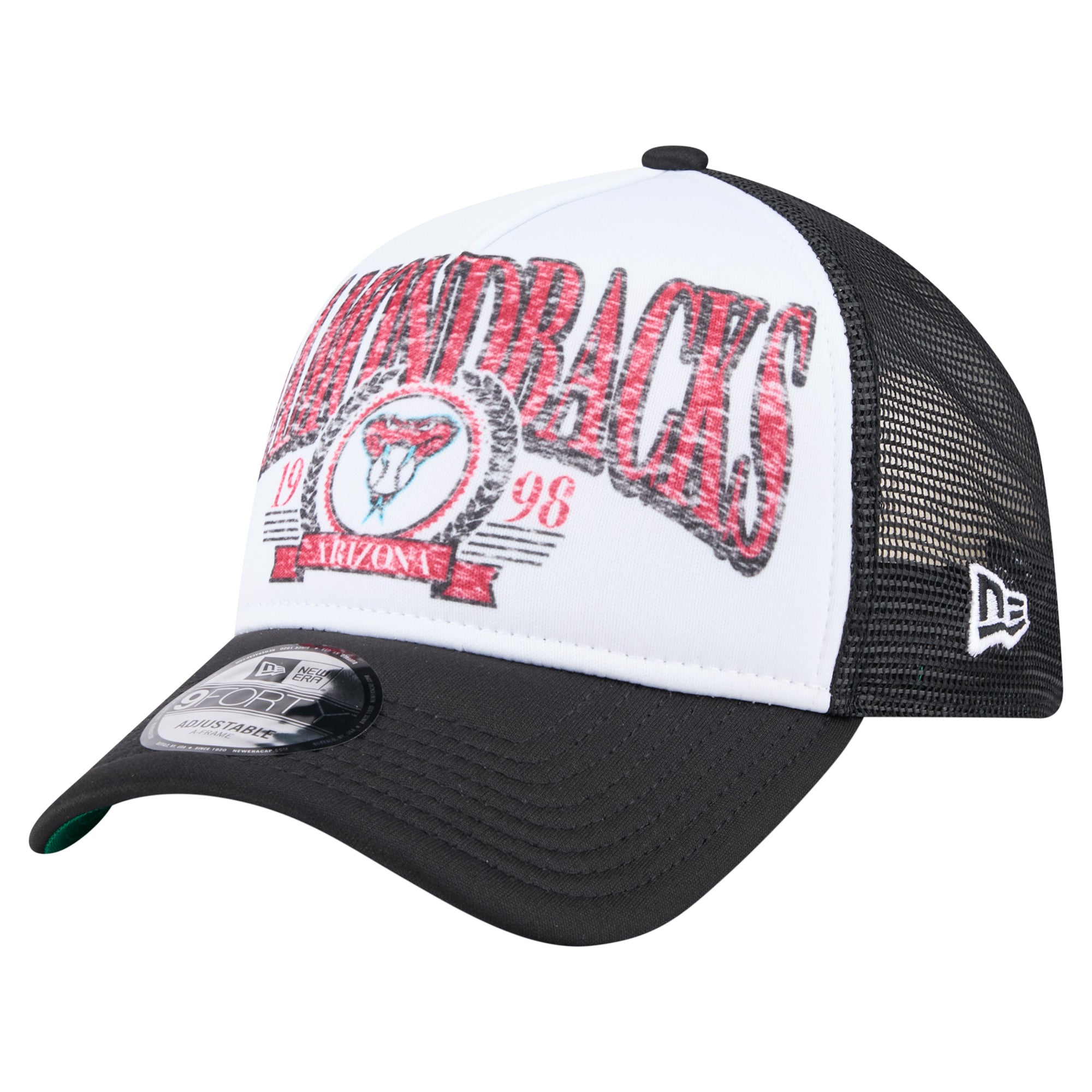 Men's New Era  Black Arizona Diamondbacks Distressed 9FORTY A-Frame Adjustable Trucker Hat