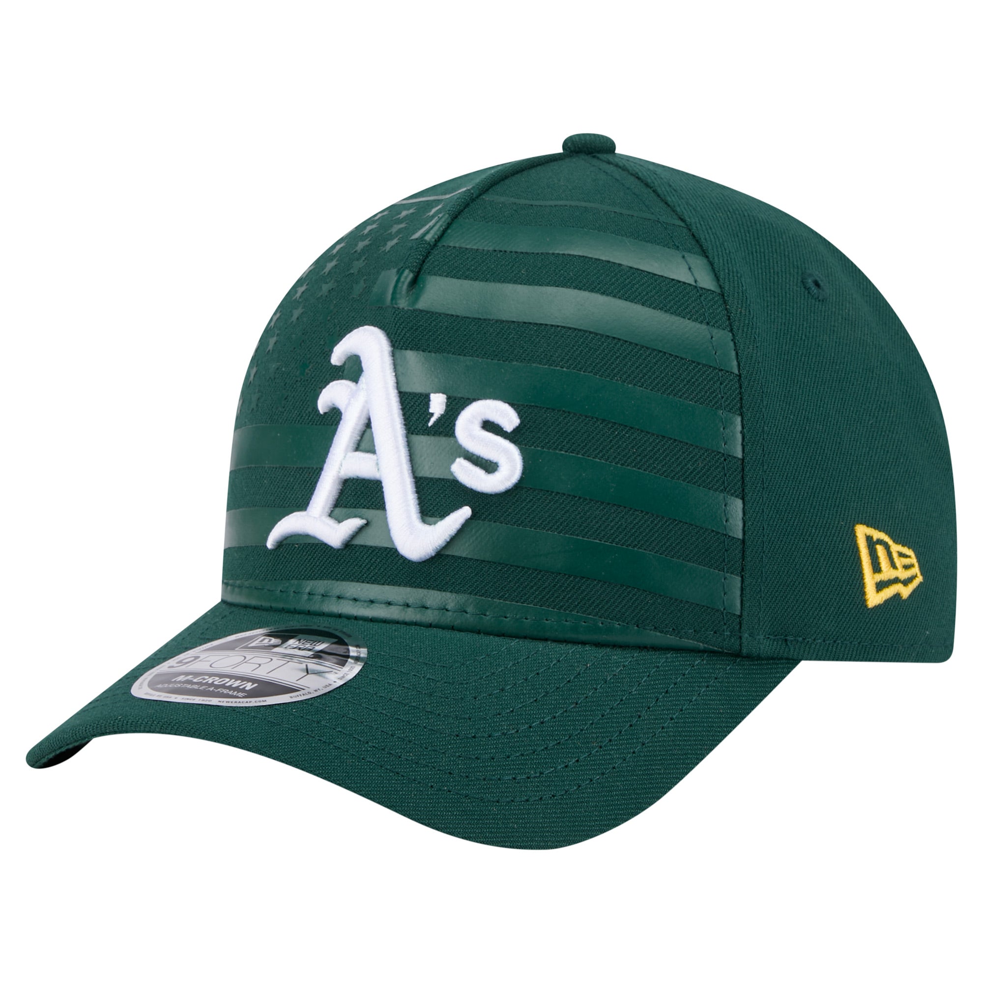 Men's New Era Green Athletics American Flag 9FORTY M-Crown A-Frame Adjustable Hat