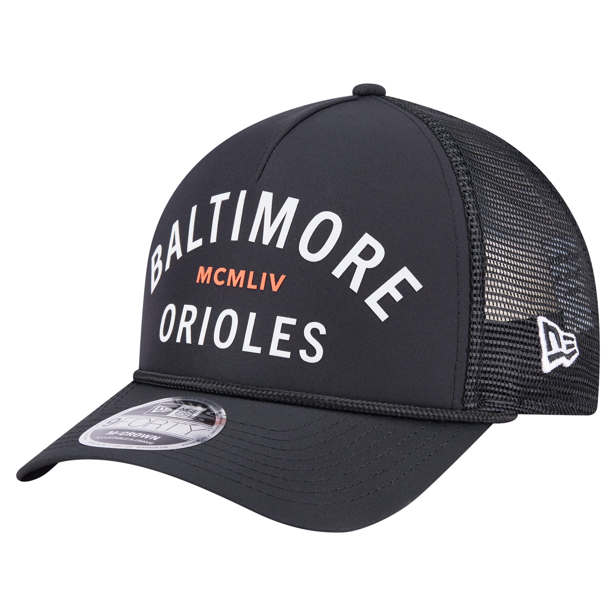 Men's New Era  Black Baltimore Orioles Minimalist 9FORTY A-Frame Adjustable Hat