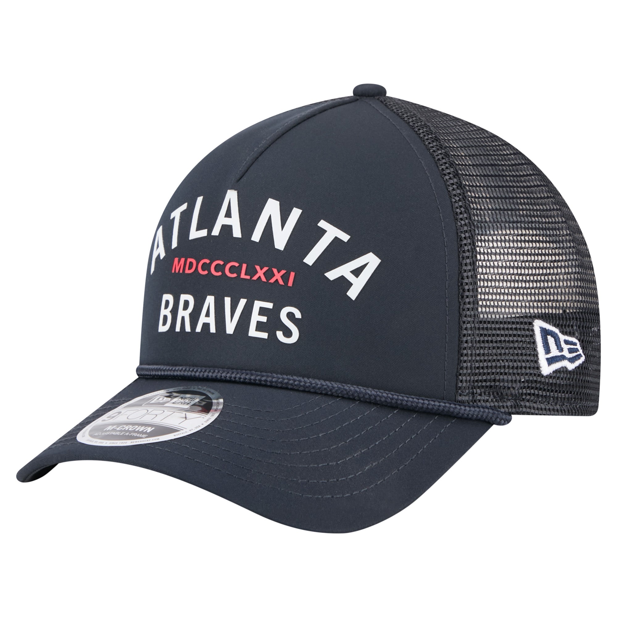 Men's New Era  Navy Atlanta Braves Minimalist 9FORTY A-Frame Adjustable Hat