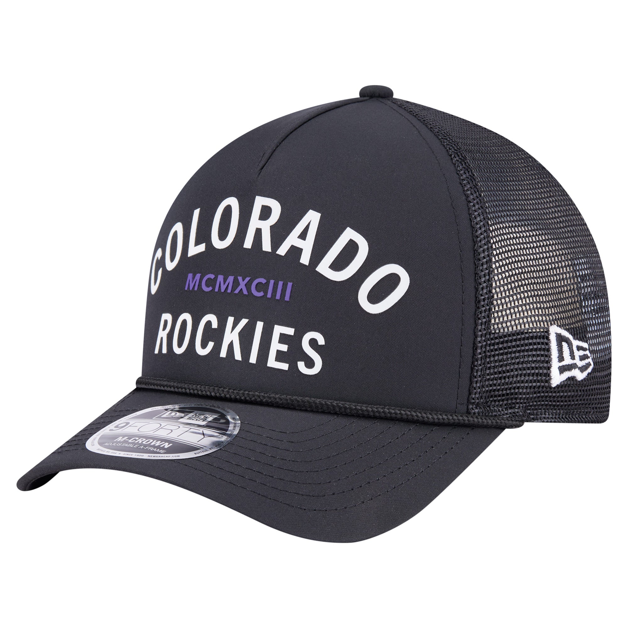 Men's New Era  Black Colorado Rockies Minimalist 9FORTY A-Frame Adjustable Hat