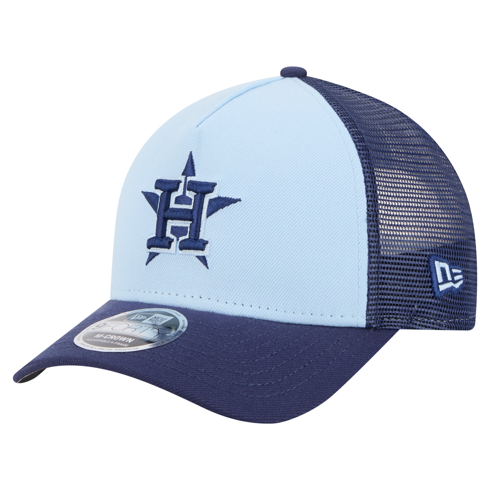 Men's New Era Light Blue/Navy Houston Astros 2-Tone Color Pack 9FORTY M-Crown A-Frame Adjustable Hat