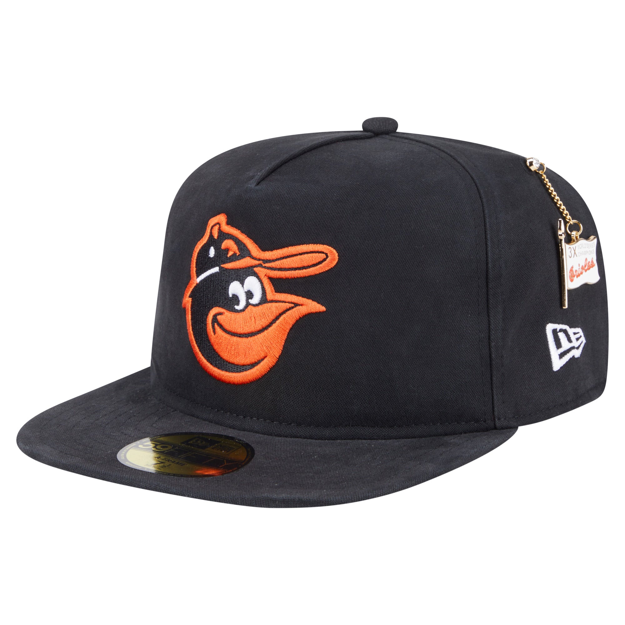 Men's New Era  Black Baltimore Orioles Championship Side Flag A-Frame 59FIFTY Fitted Hat