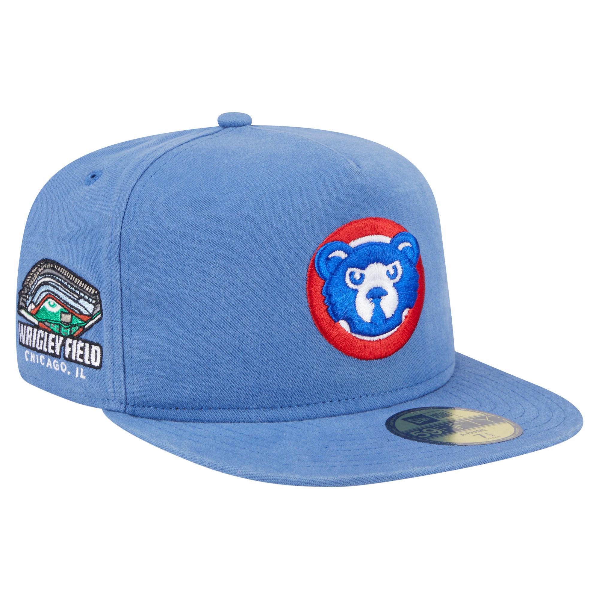 Men's New Era  Light Blue Chicago Cubs Championship Side Flag A-Frame 59FIFTY Fitted Hat