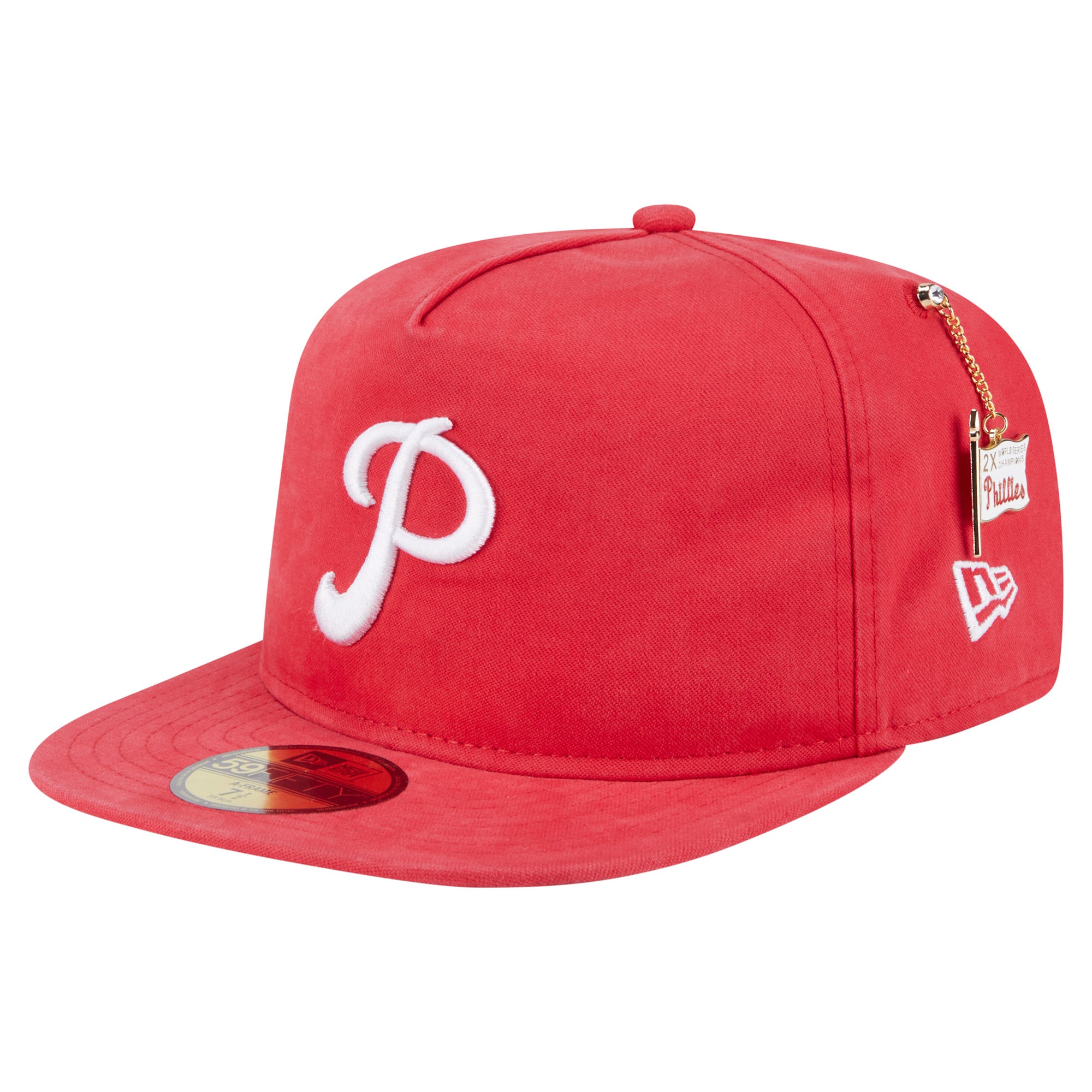 Men's New Era  Red Philadelphia Phillies Championship Side Flag A-Frame 59FIFTY Fitted Hat