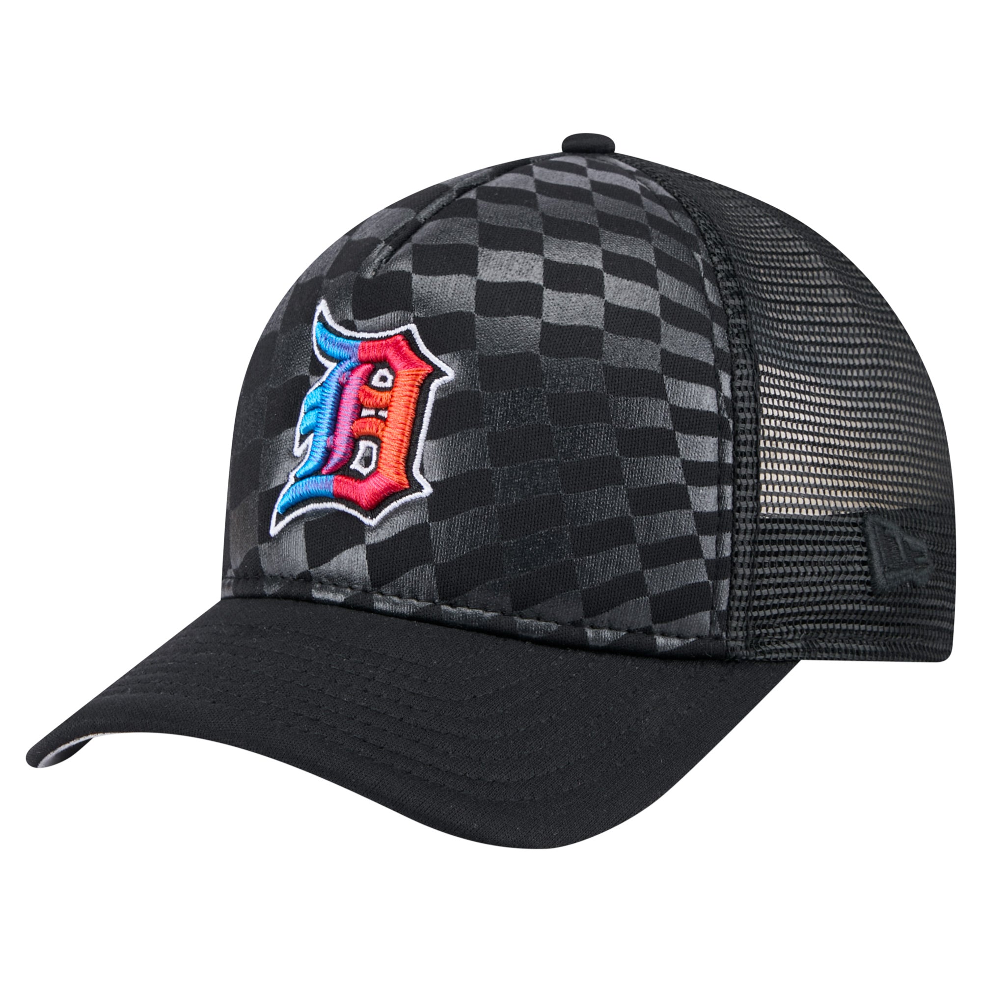 Men's New Era Black Detroit Tigers Gradient 9FORTY A-Frame M-Crown Trucker Adjustable Hat