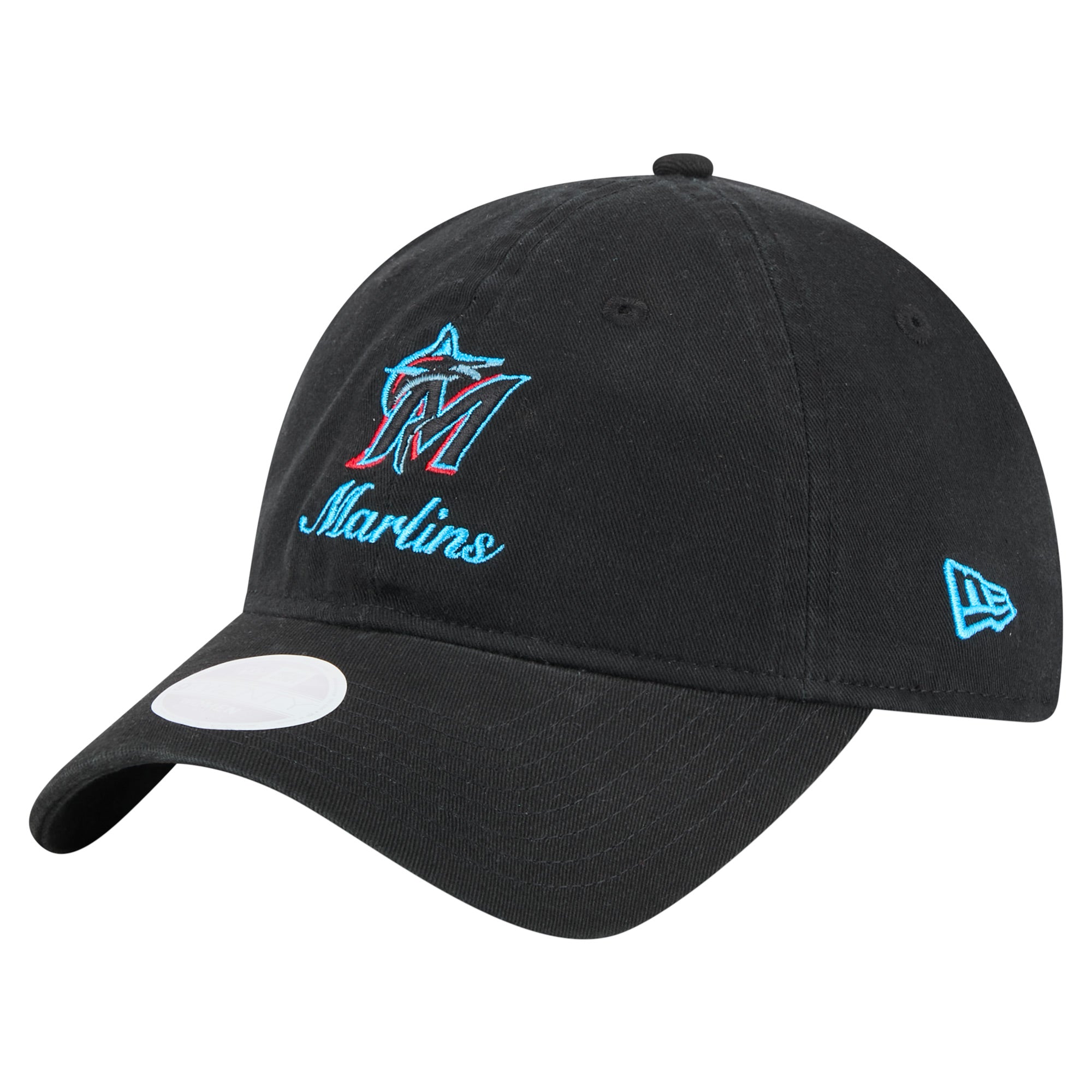 Women's New Era  Black Miami Marlins Preppy Team 9TWENTY Adjustable Hat