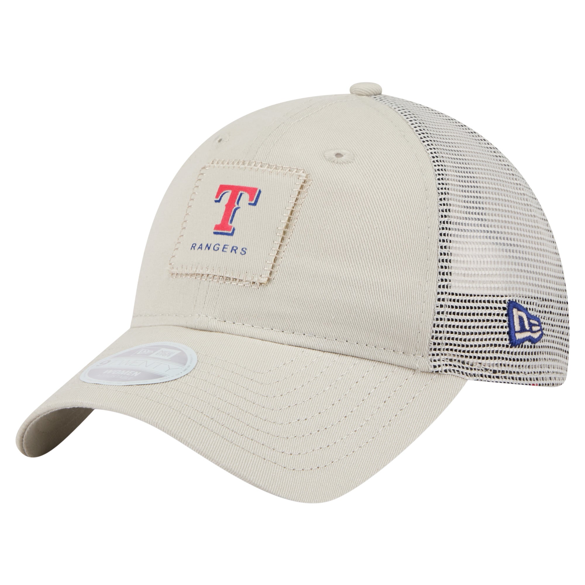 Women's New Era  Light Beige Texas Rangers Square Stitch 9TWENTY Adjustable Hat