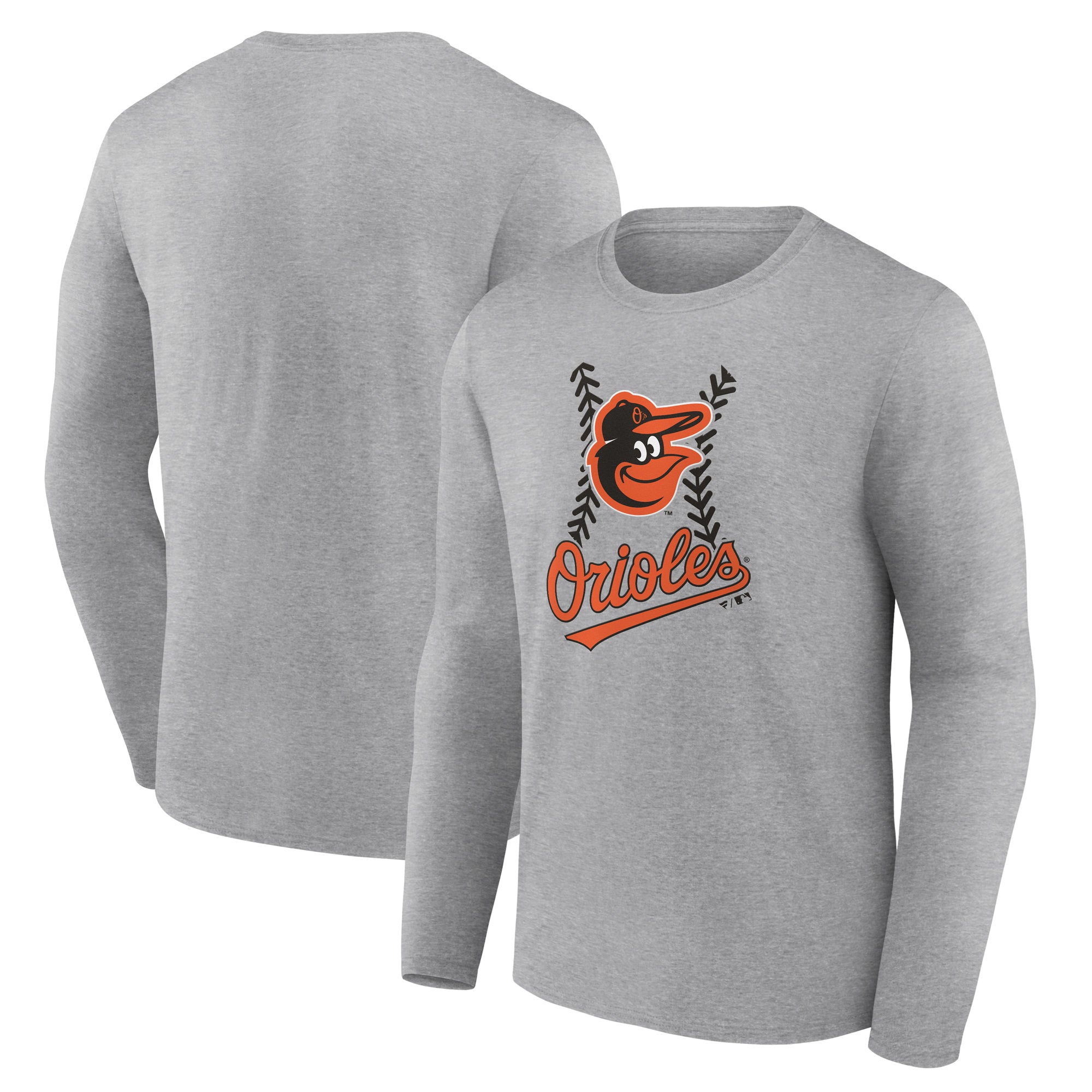 Men's Gray Baltimore Orioles Fastball Long Sleeve T-Shirt