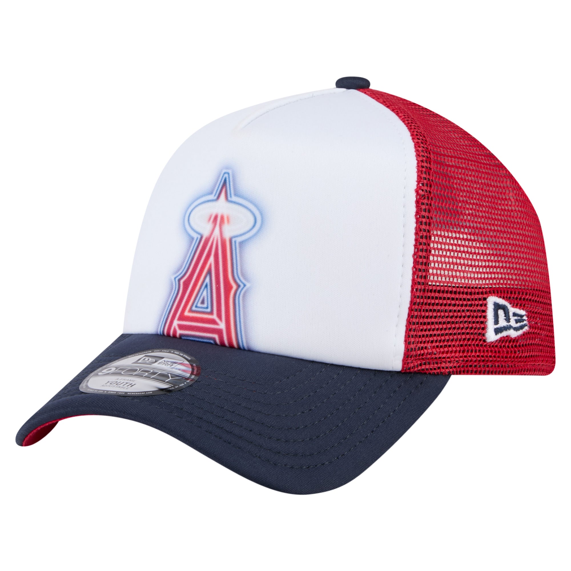 Toddler New Era  White/Navy Los Angeles Angels Painted A-Frame 9FORTY Trucker Adjustable Hat
