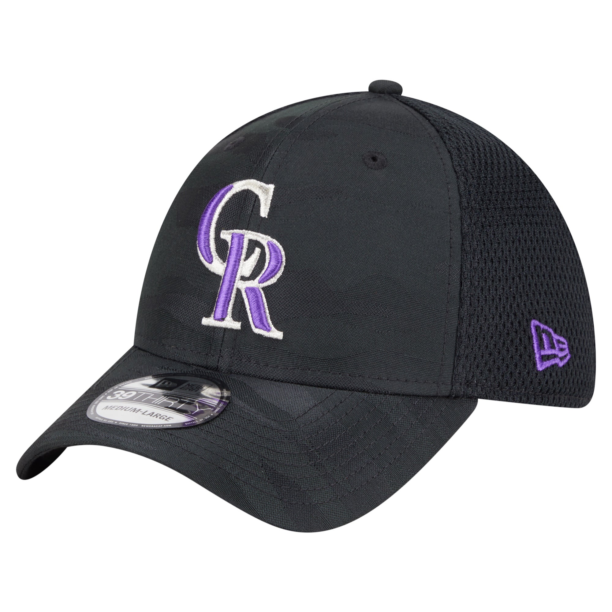 Youth New Era Black Colorado Rockies Camo 39THIRTY Flex Hat