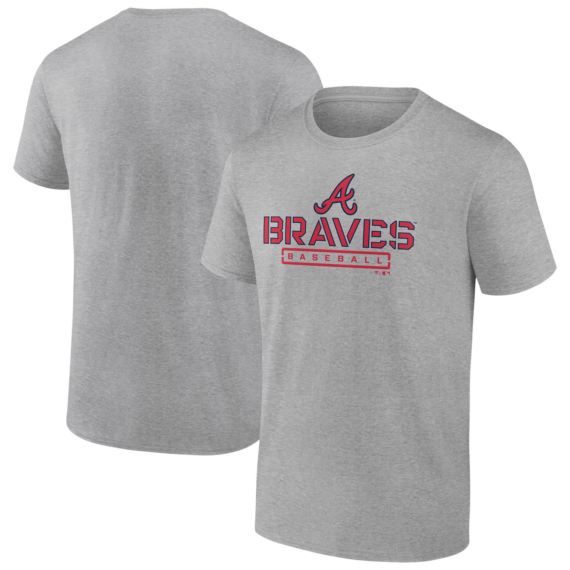 Men's Heather Gray Atlanta Braves Evanston Stencil T-Shirt
