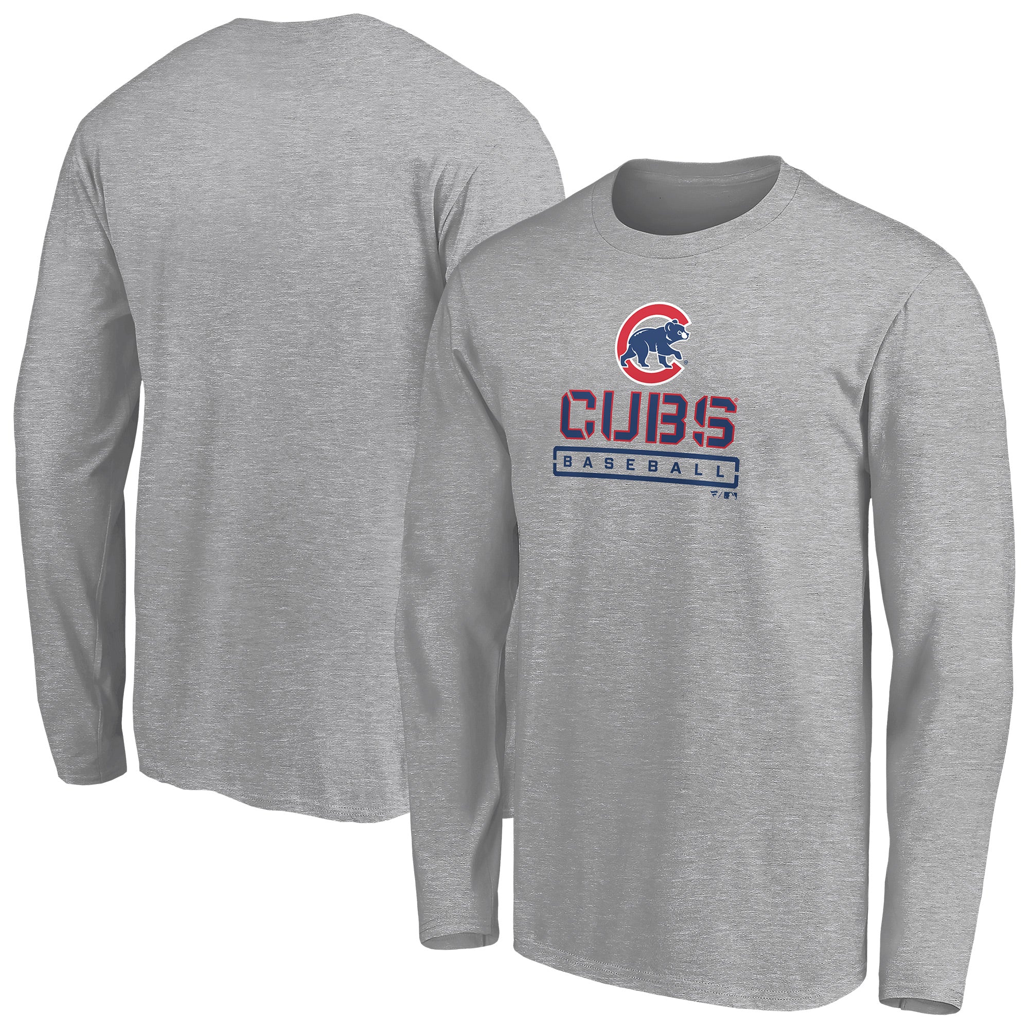 Men's Gray Chicago Cubs Evanston Stencil Long Sleeve T-Shirt