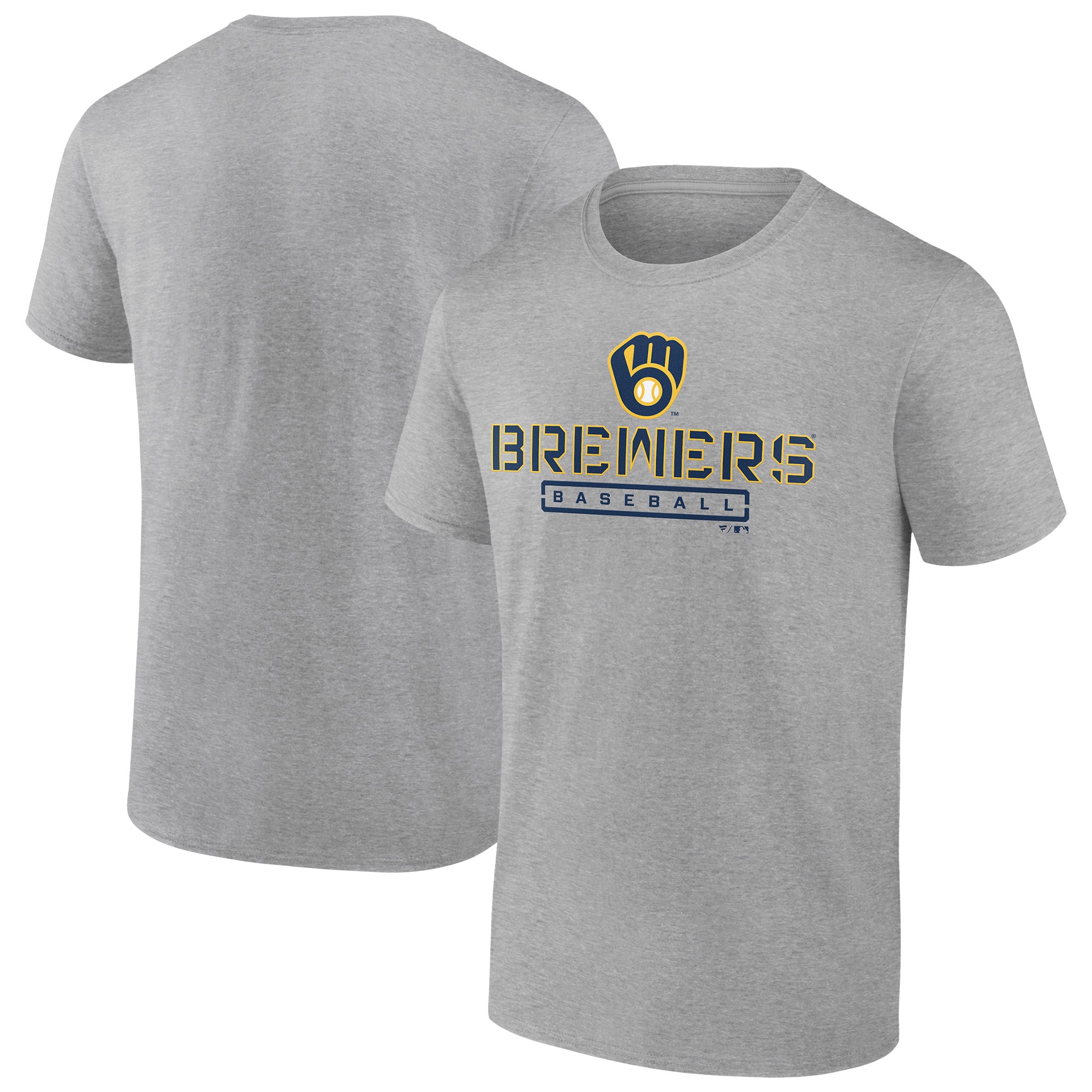 Men's Heather Gray Milwaukee Brewers Evanston Stencil T-Shirt