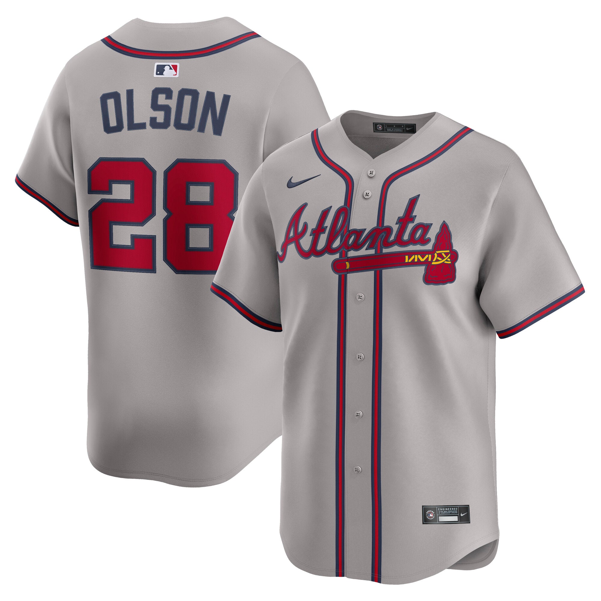 Men's Nike Matt Olson Gray Atlanta Braves Road Limited Player Jersey