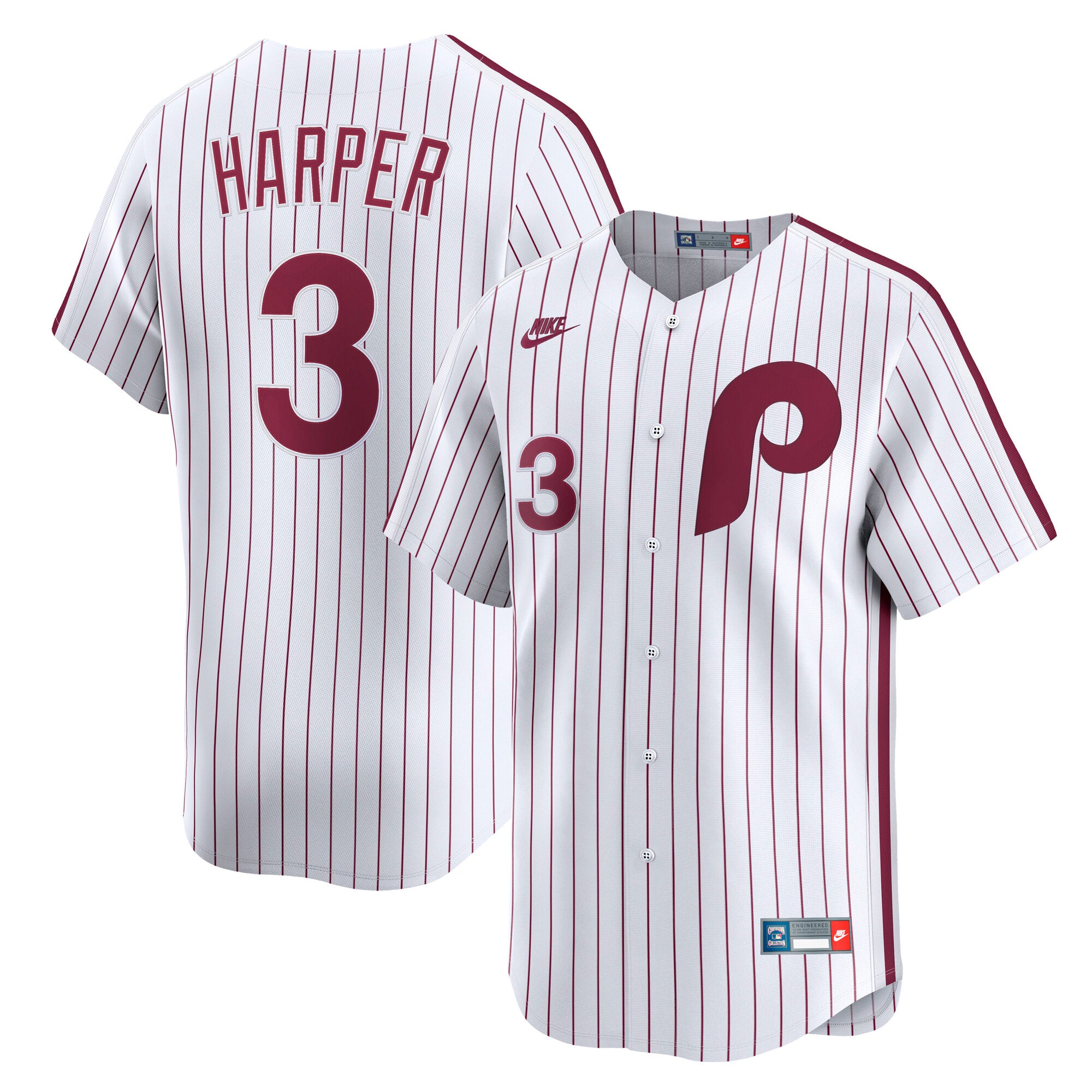 Men's Nike Bryce Harper White Philadelphia Phillies  Cooperstown Collection Limited Jersey