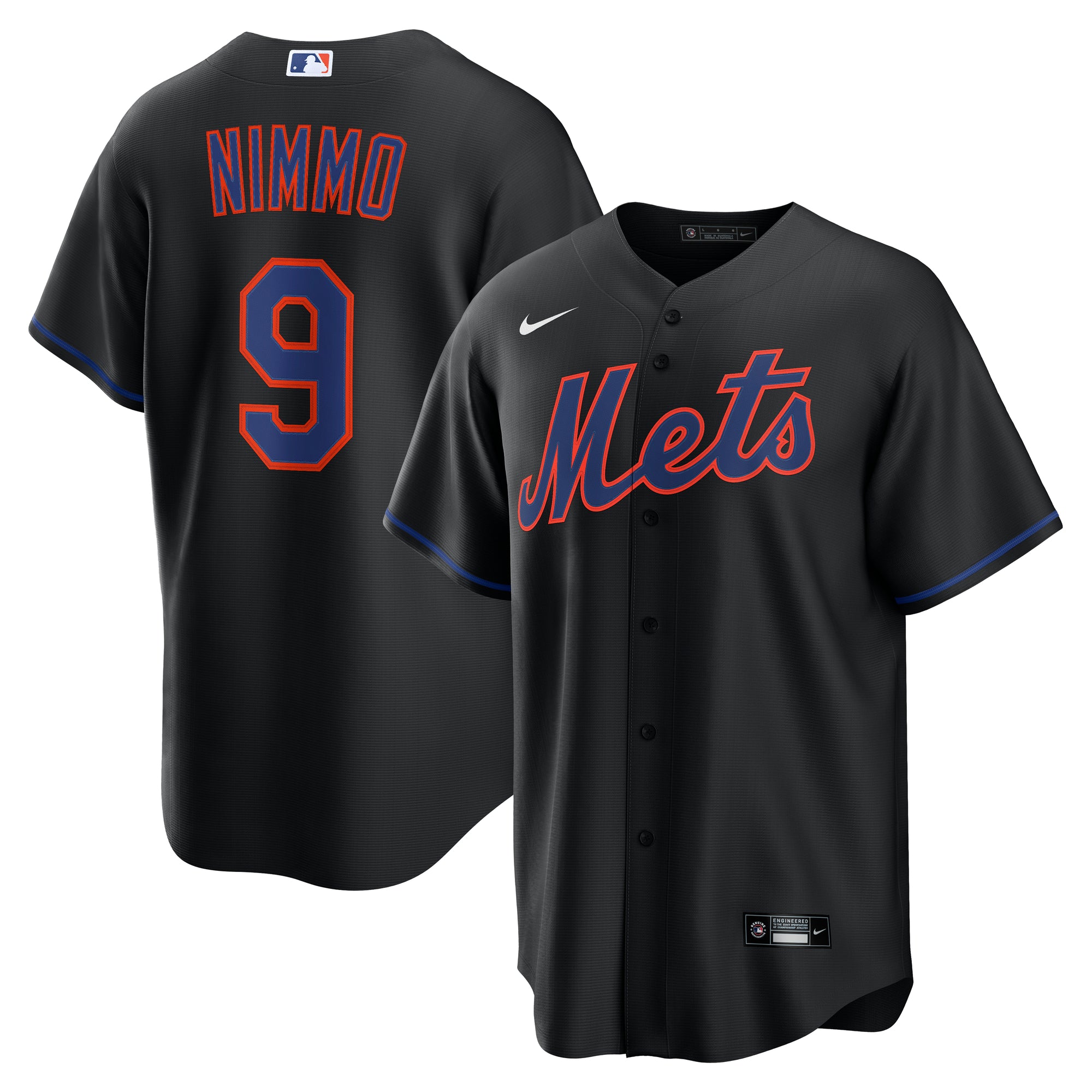 Men's Nike Brandon Nimmo Black New York Mets Alternate Replica Jersey