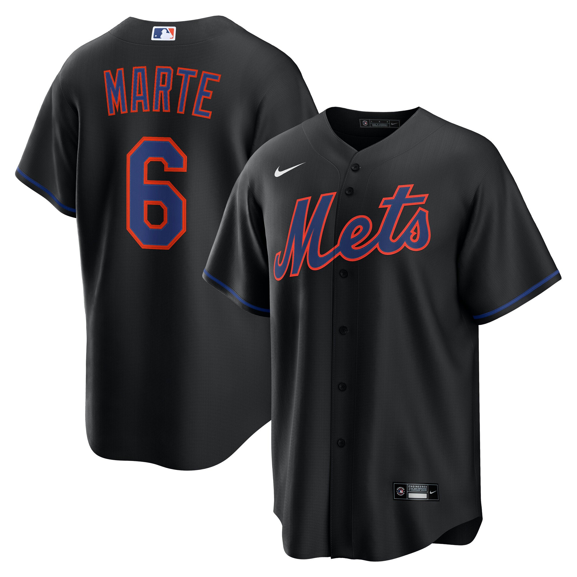 Men's Nike Starling Marte Black New York Mets Alternate Replica Jersey