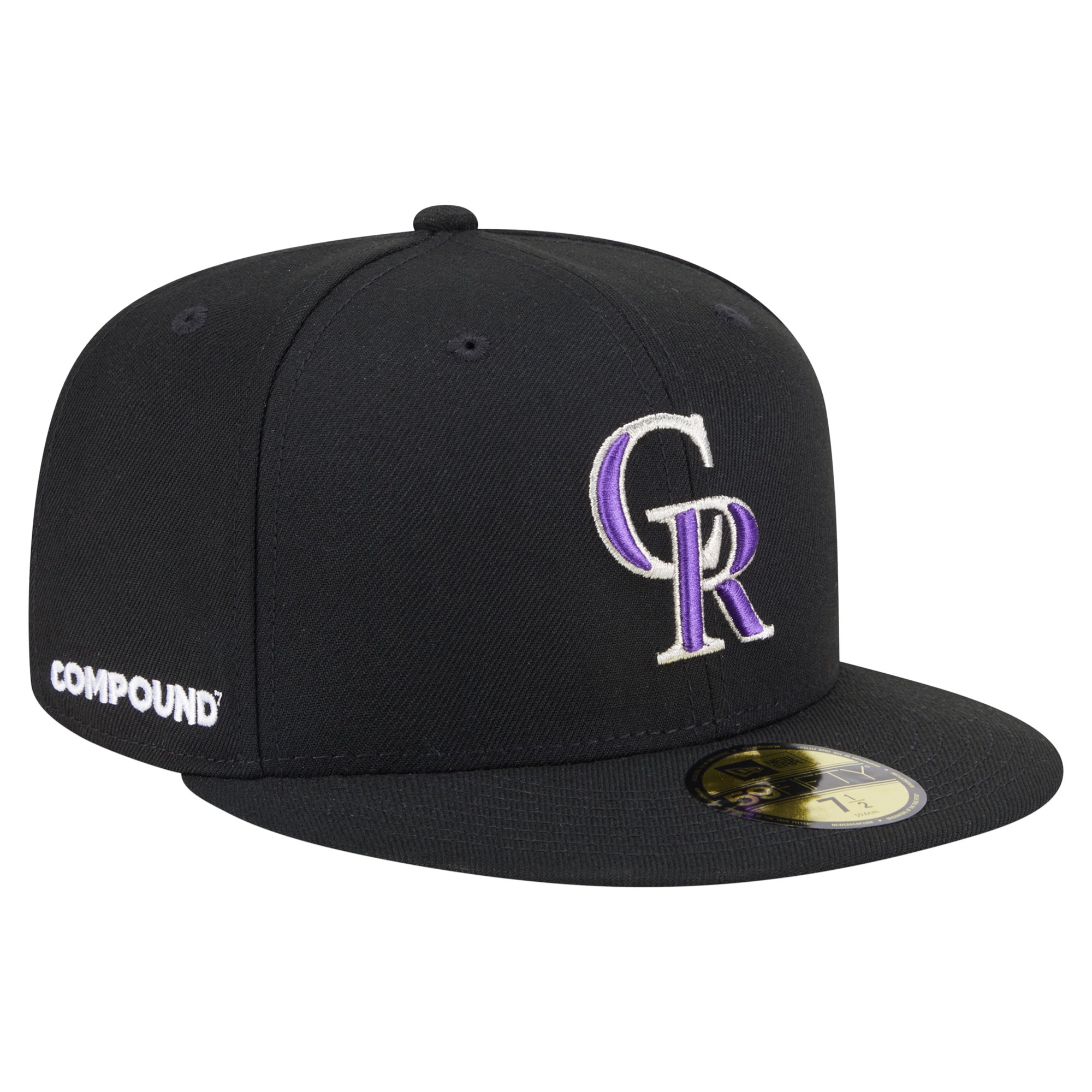 Men's New Era Black Colorado Rockies x COMPOUND 59FIFTY Fitted Hat