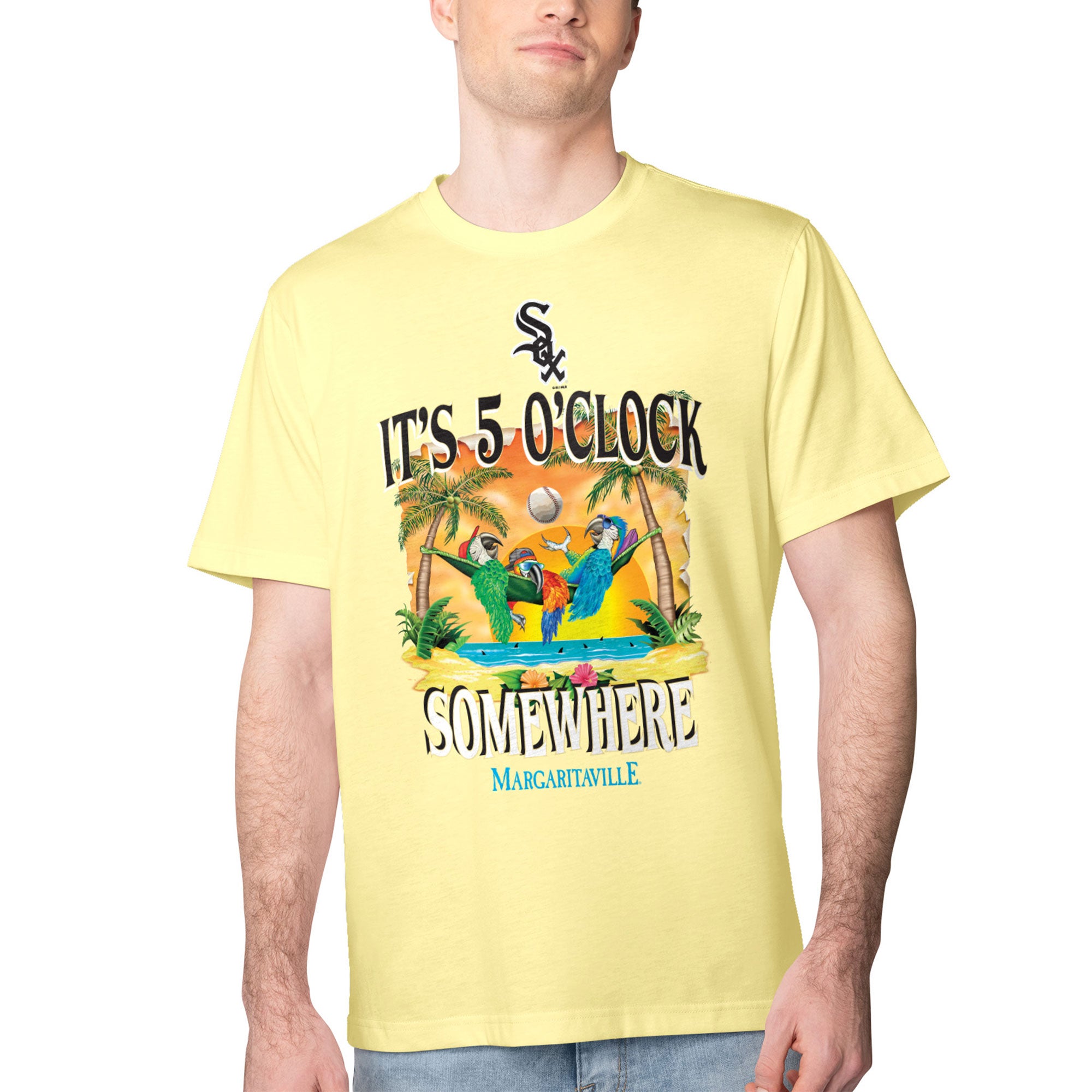 Men's Margaritaville Yellow Chicago White Sox Five O'Clock Graphic T-Shirt