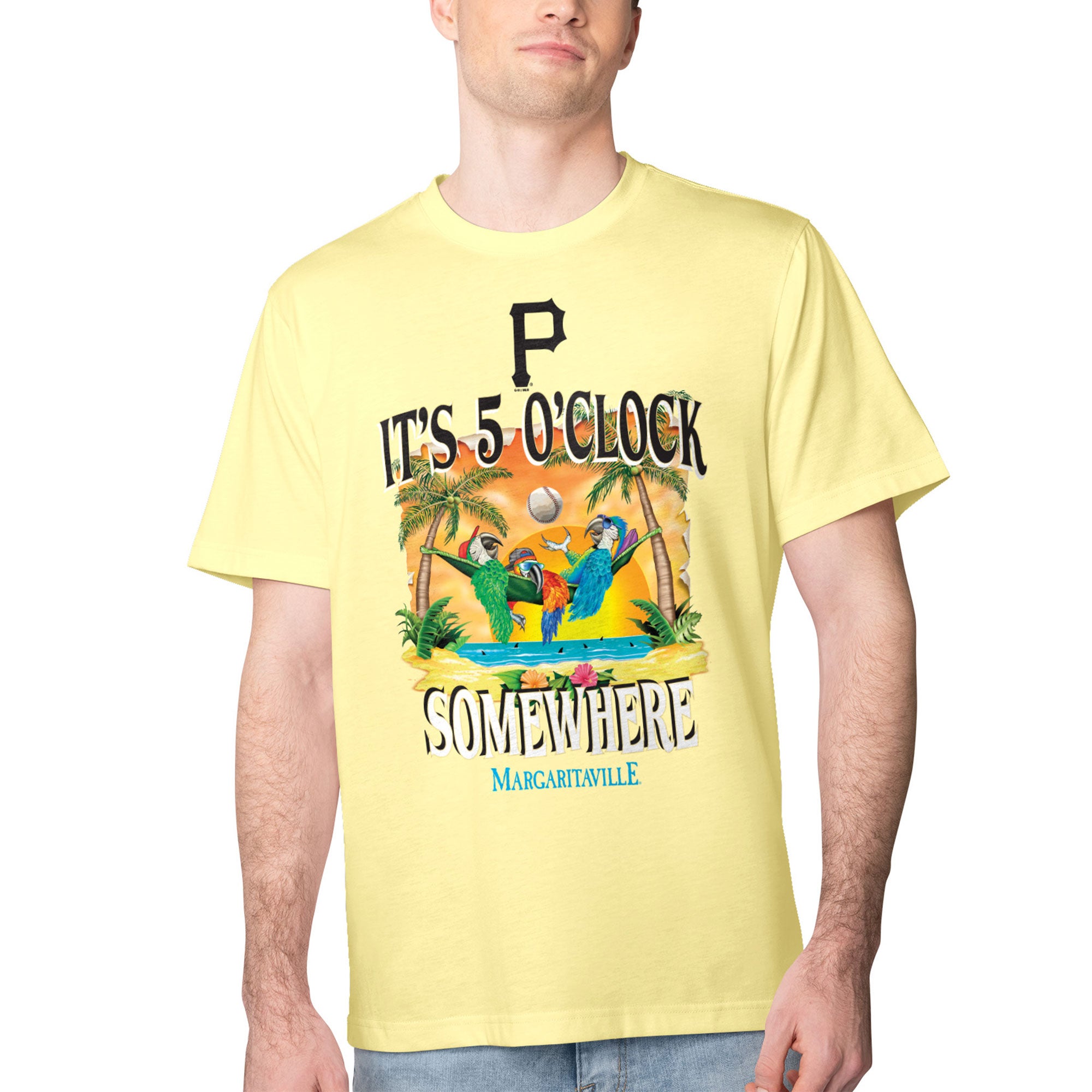 Men's Margaritaville Yellow Pittsburgh Pirates Five O'Clock Graphic T-Shirt