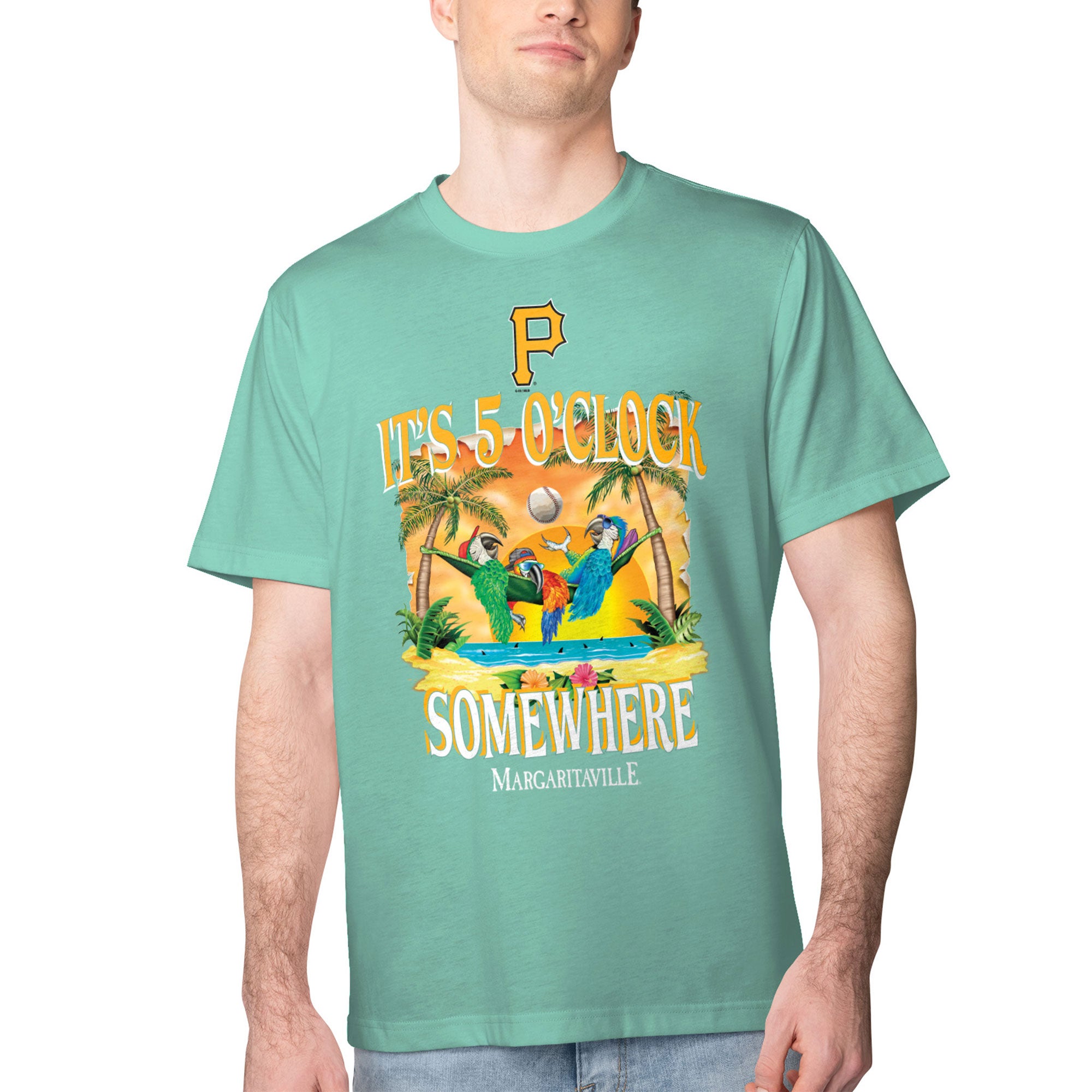 Men's Margaritaville Mint Pittsburgh Pirates Five O'Clock Graphic T-Shirt