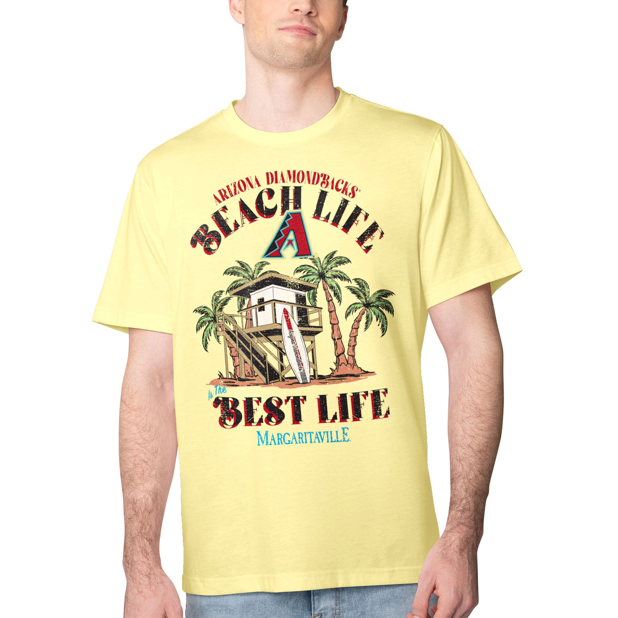 Men's Margaritaville Yellow Arizona Diamondbacks Beach Hut Graphic T-Shirt